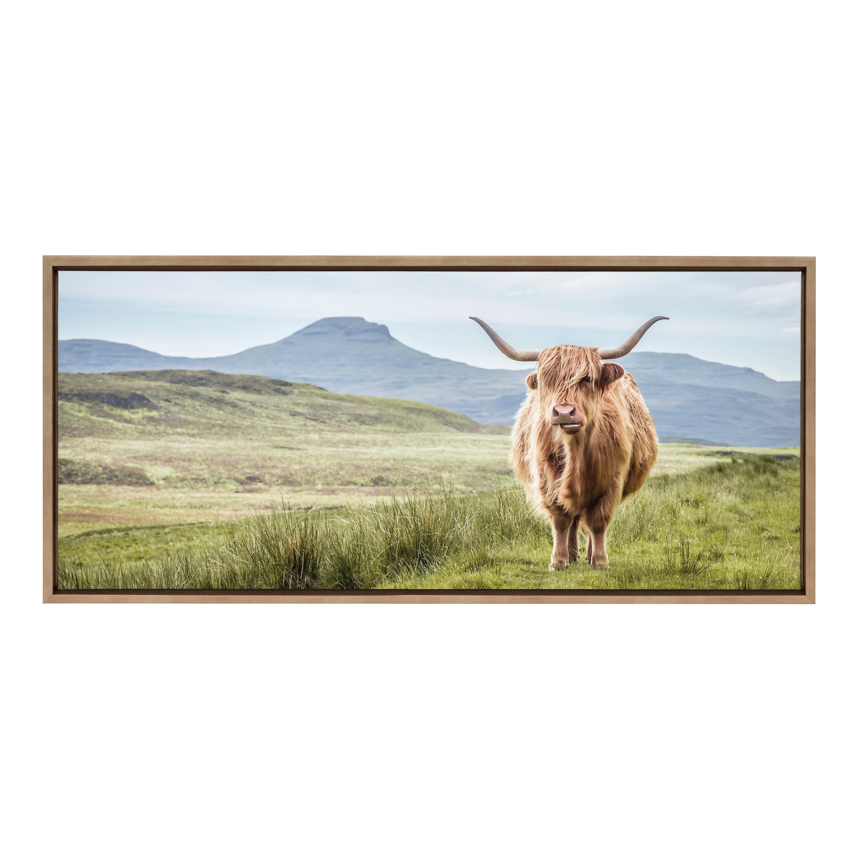 Sylvie Highland Cow Mountain Landscape Framed Canvas by The Creative by kateandlaurel - product image 12 for Resin Society