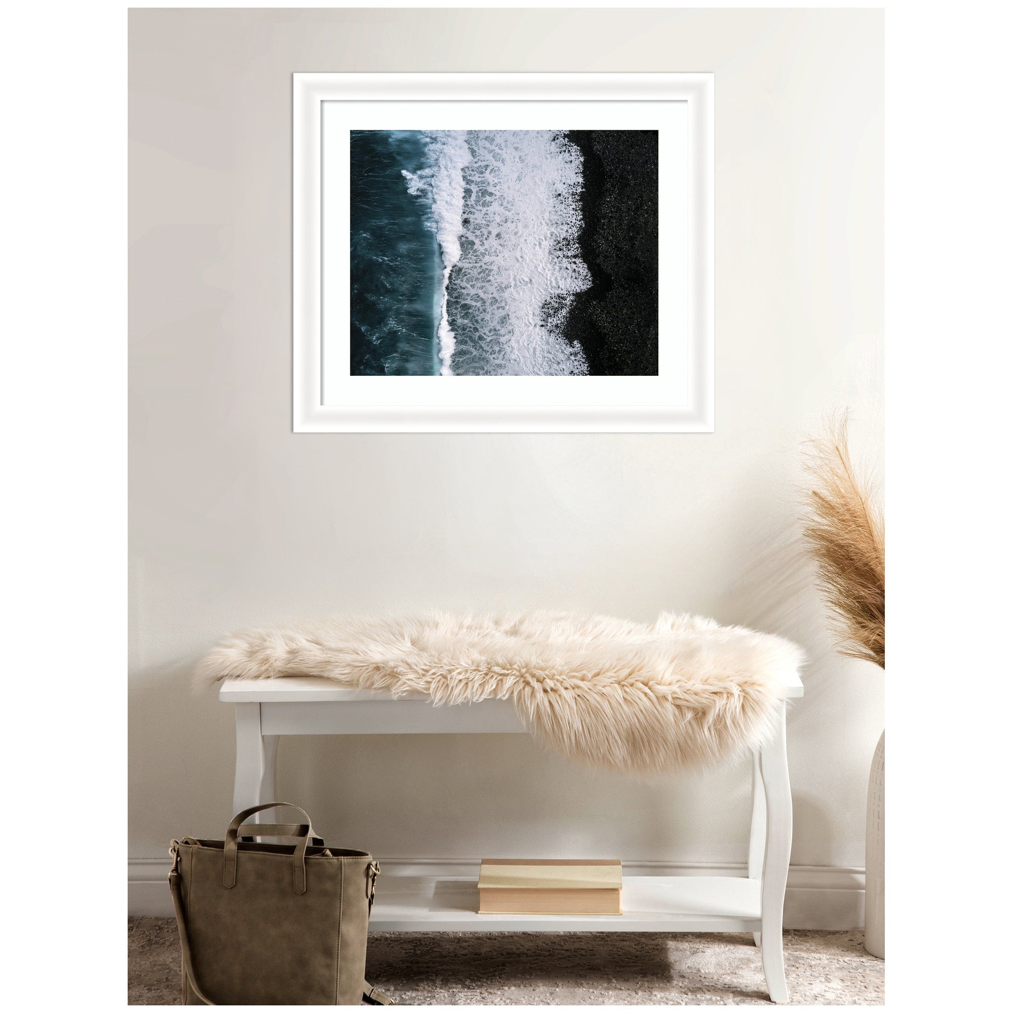Framed Art Ocean Waves on the Black Beach in Iceland by Michael Schauer