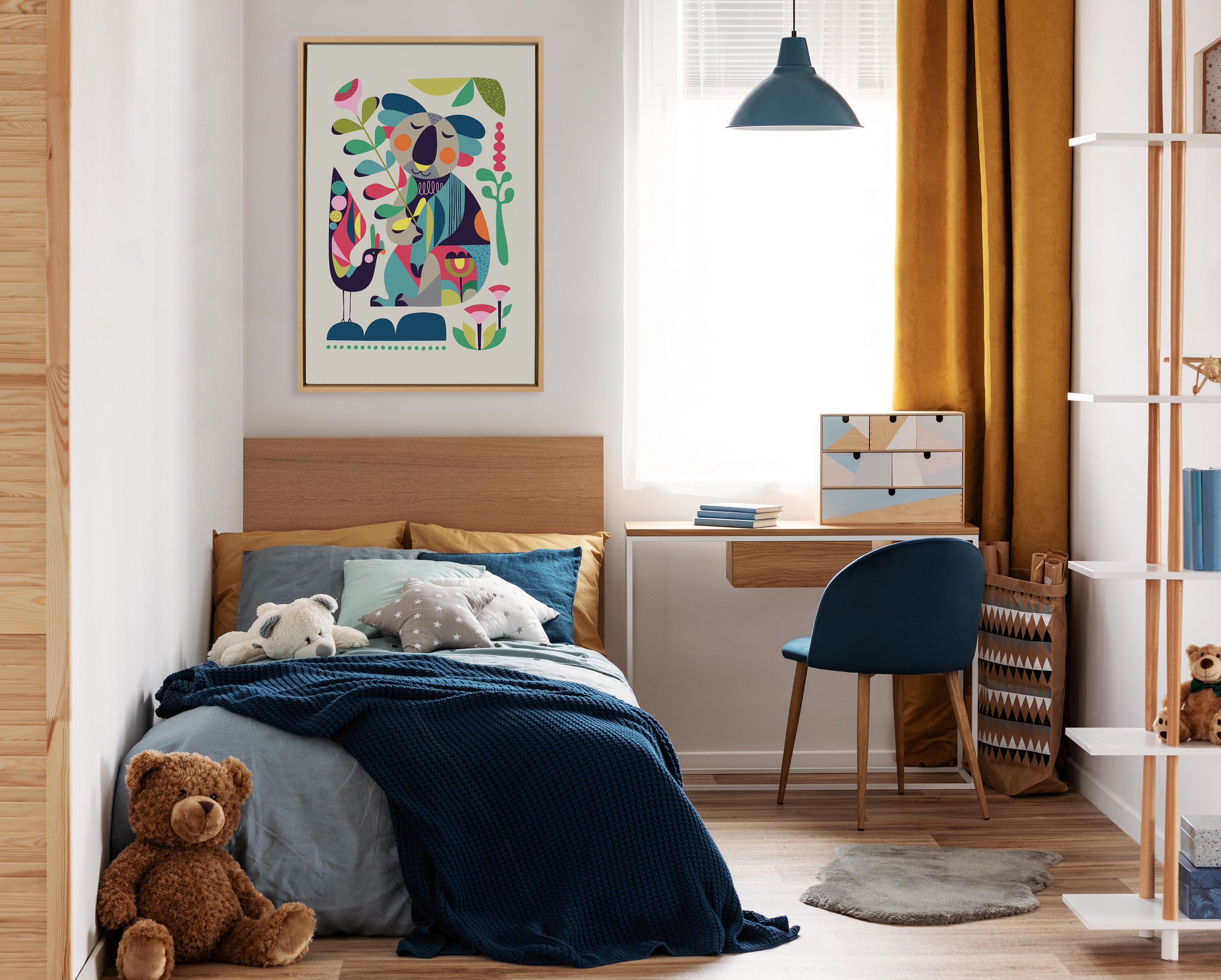 Sylvie Mid Century Modern Koala Framed Canvas by kateandlaurel - product image 17 for Resin Society
