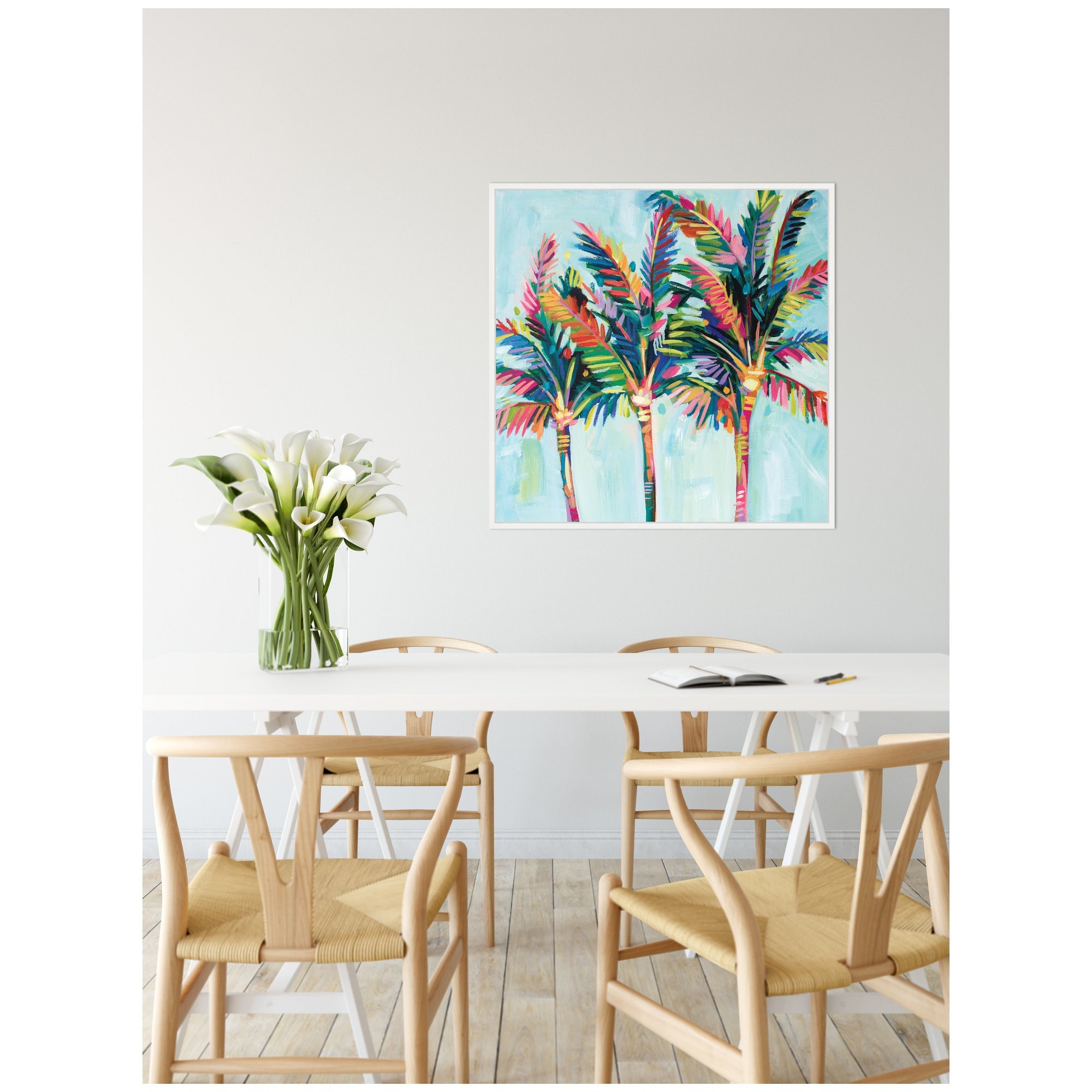 Sylvie Rainbow Coconuts Framed Canvas by Rachel Christopoulos