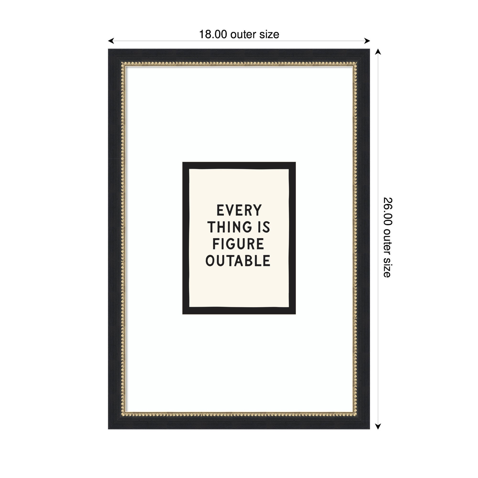 Everything is Figureoutable Positive Quote Black and White by Lucky Guava Framed Wall Art Print