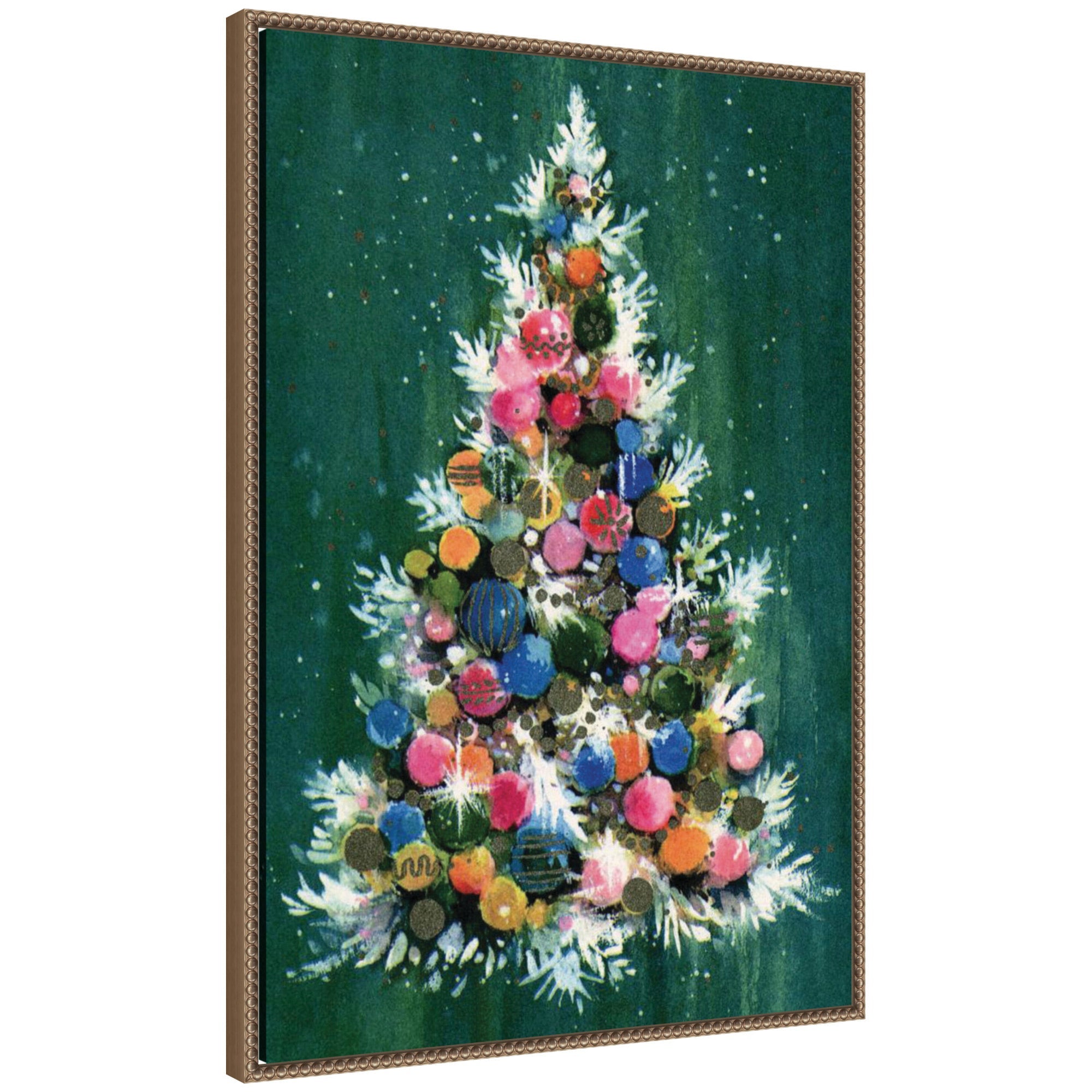 Sylvie Beaded Christmas Tree Framed Canvas