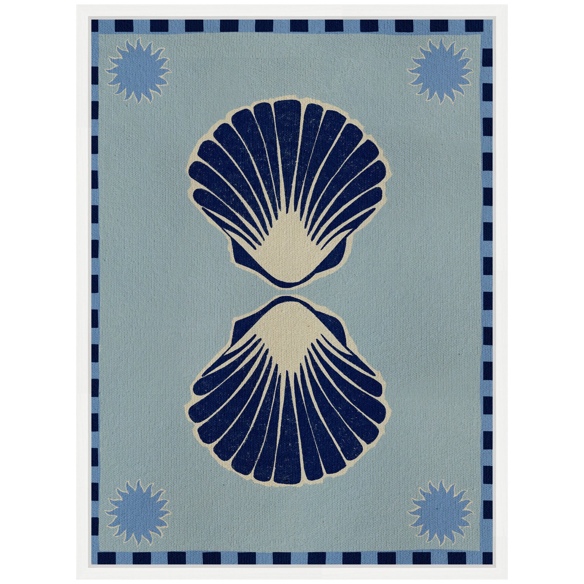Sylvie Lush Duo 3 Seashells Framed Canvas by Shatha Al Dafai