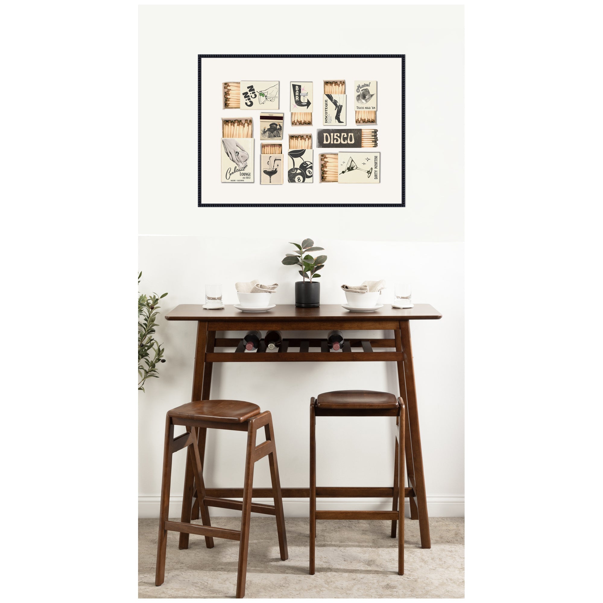 Vintage Matchboxes Neutral Black and Beige by Honey Island Studio Framed Canvas Wall Art Print