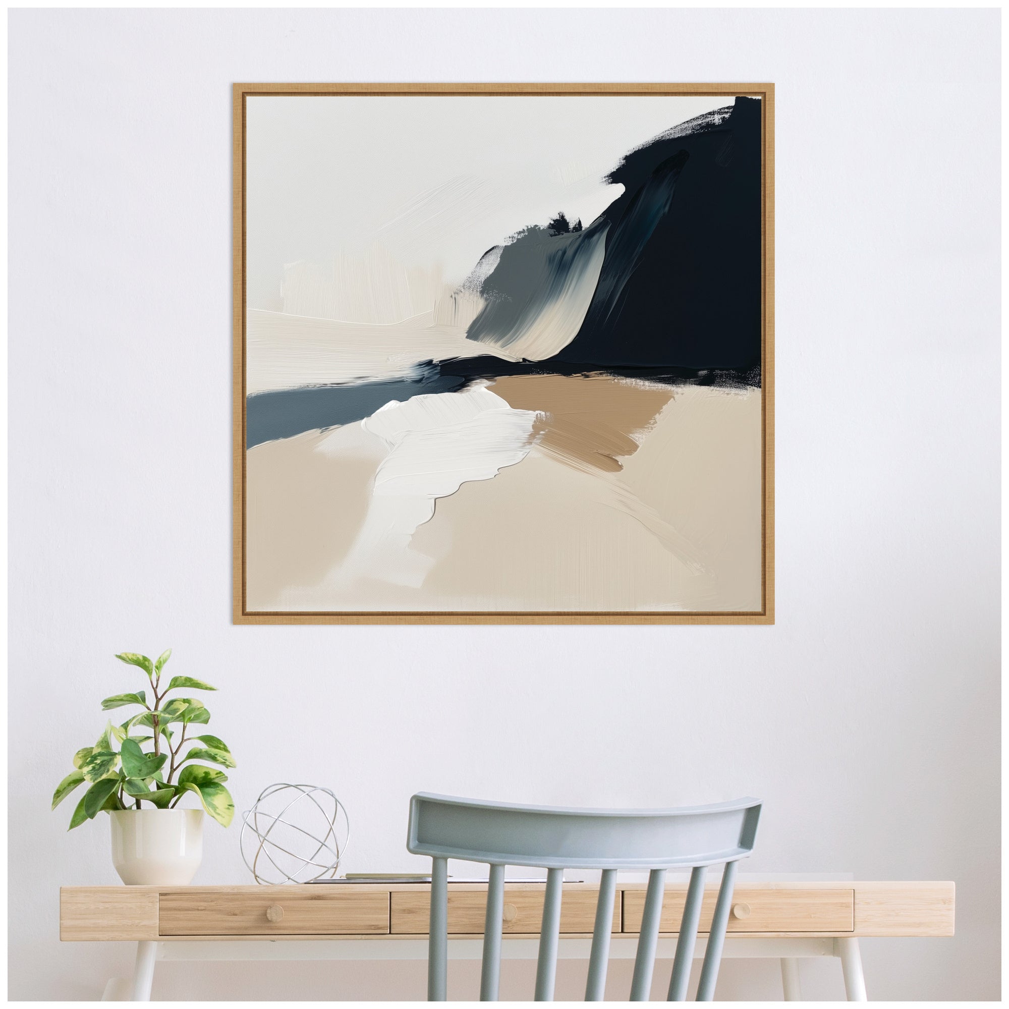 Sylvie Coastal Sand Modern Abstract Landscape II Framed Canvas