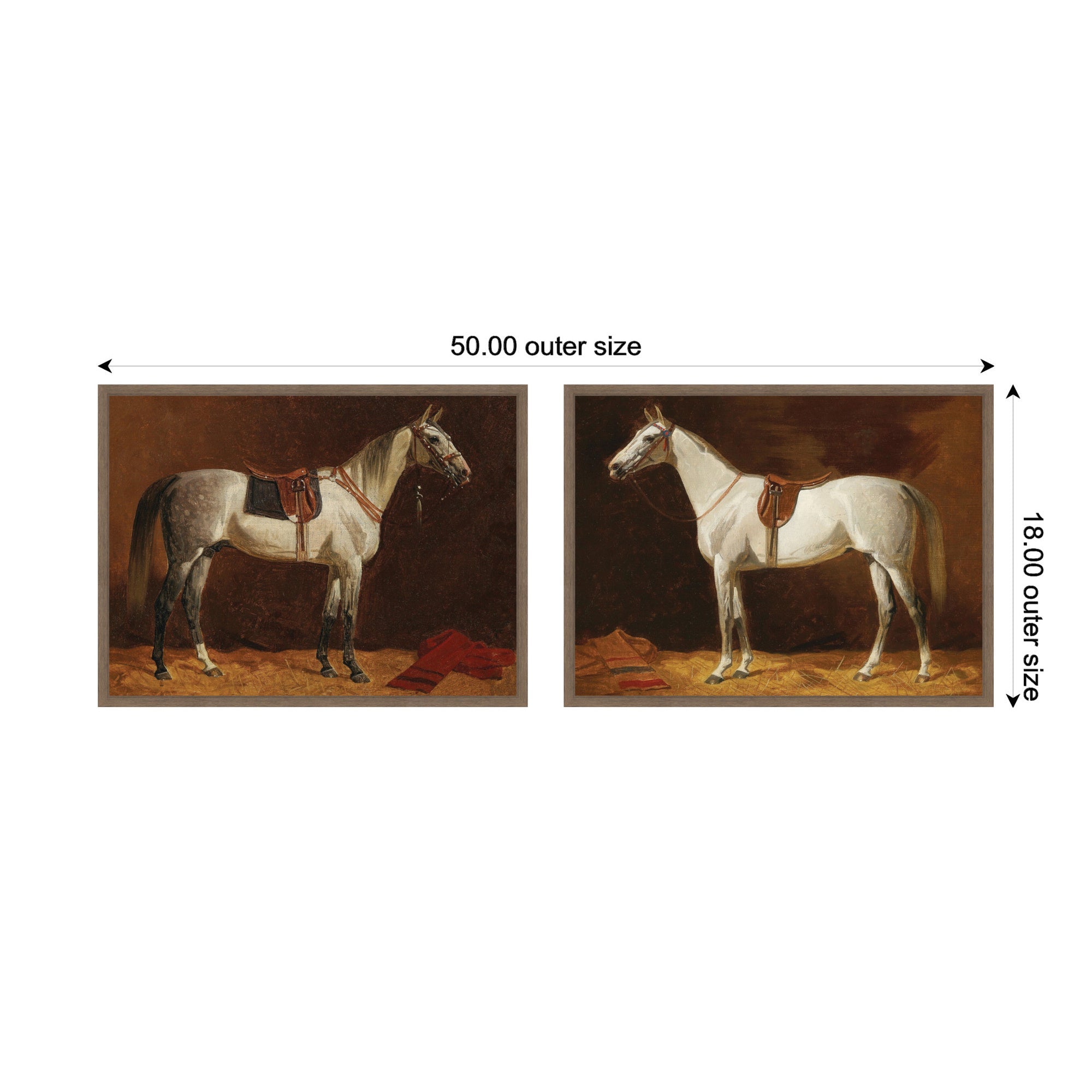 Emil Volkers White Horses 2 Piece Framed Canvas Wall Art Set by Nostalgia Prints