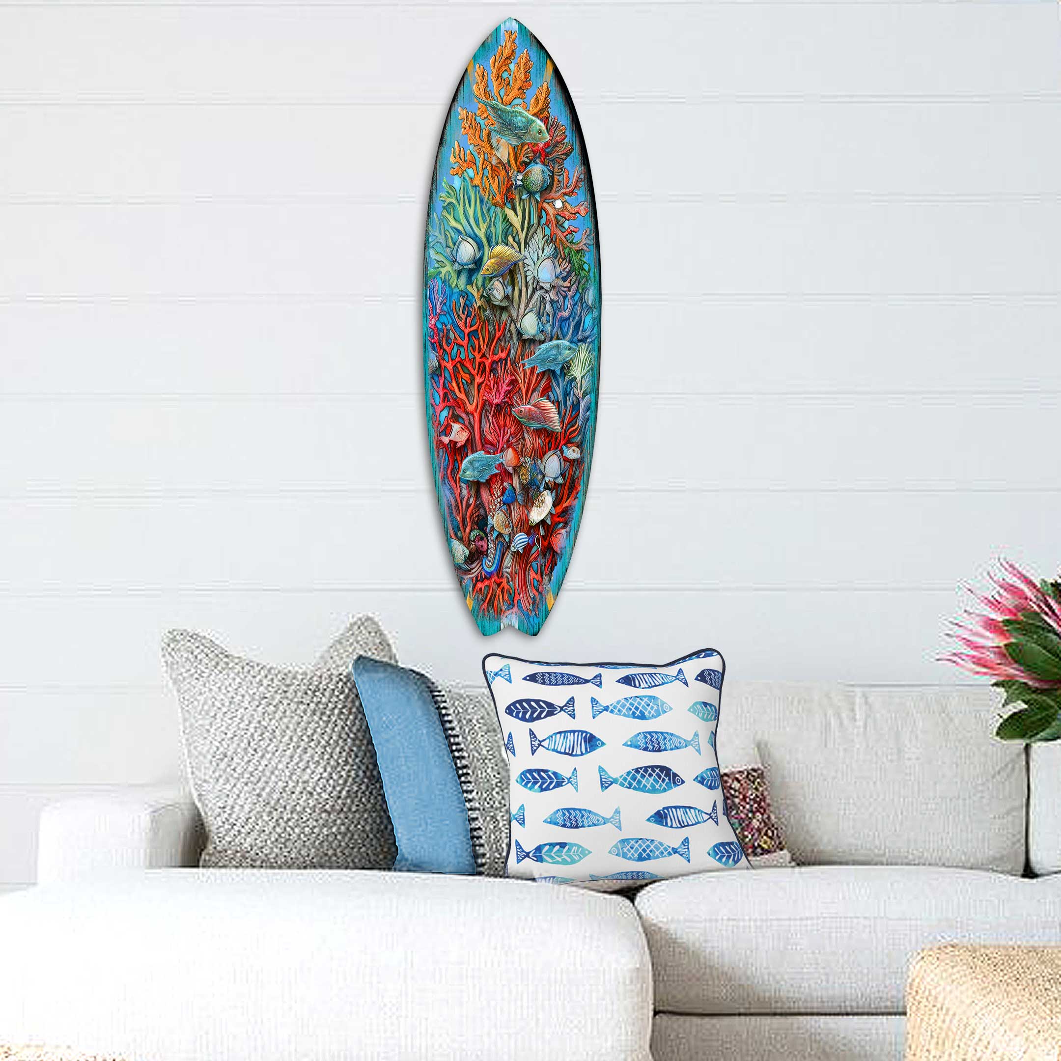Surfboard Coastal Wall Art - Underwater Life by G. DeBrekht