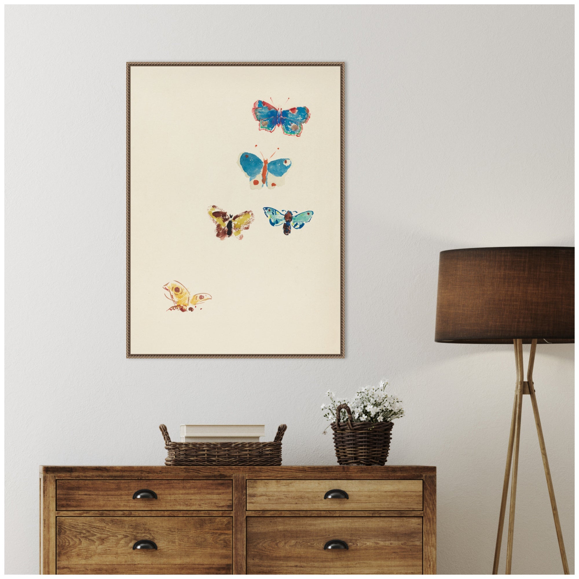 Five Butterflies 1912 Odilion Redon by Nostalgia Prints Framed Canvas Wall Art Print