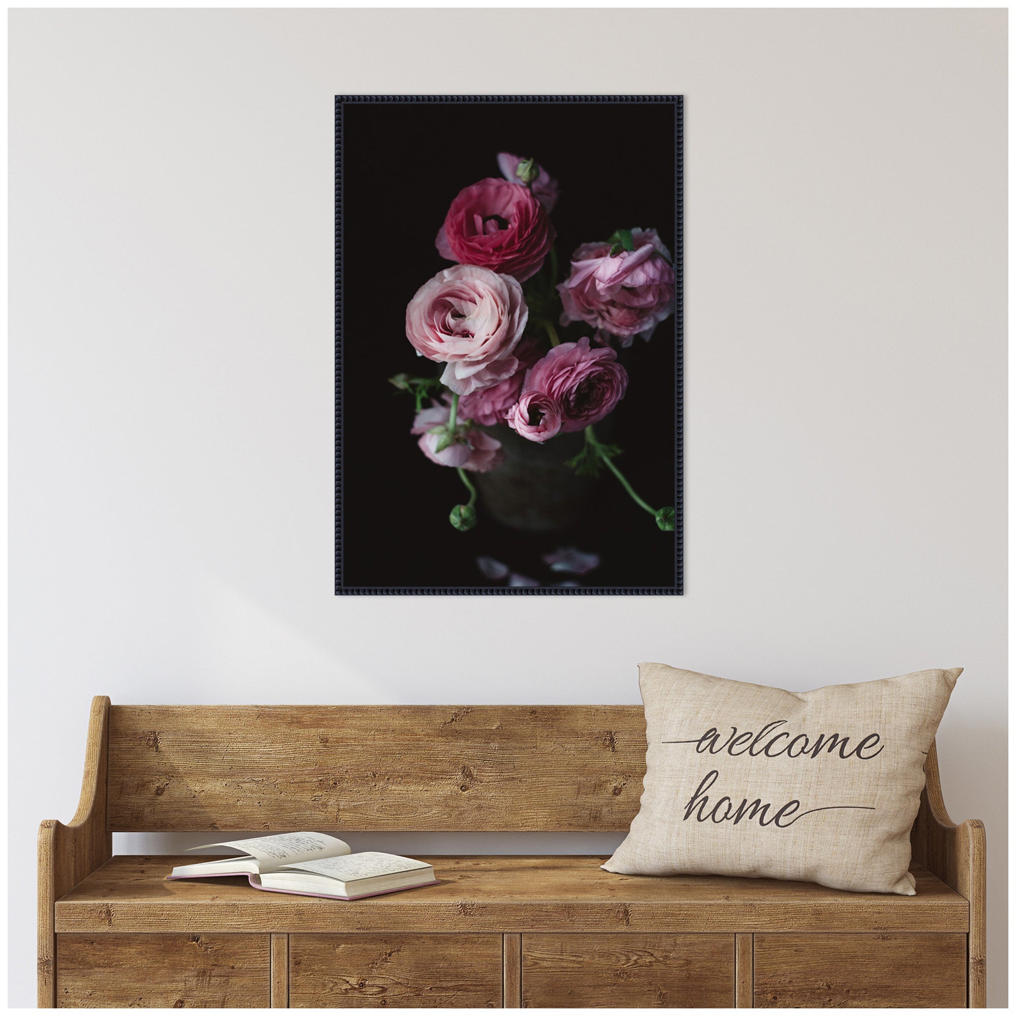 Sylvie Moody Dark Pink Floral Bouquet Framed Canvas by Kristy Campbell