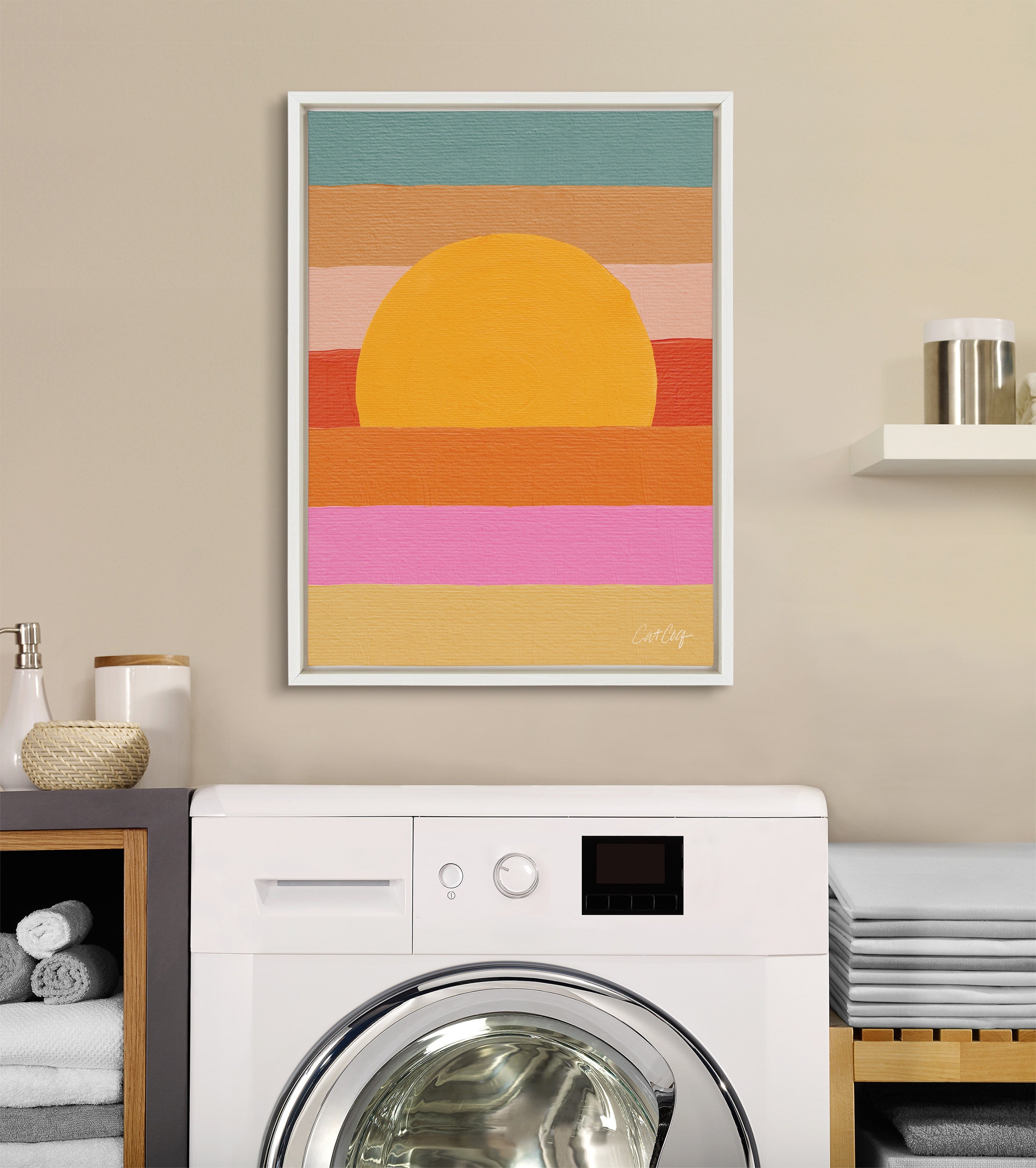 Sylvie Sunset Waves Framed Canvas