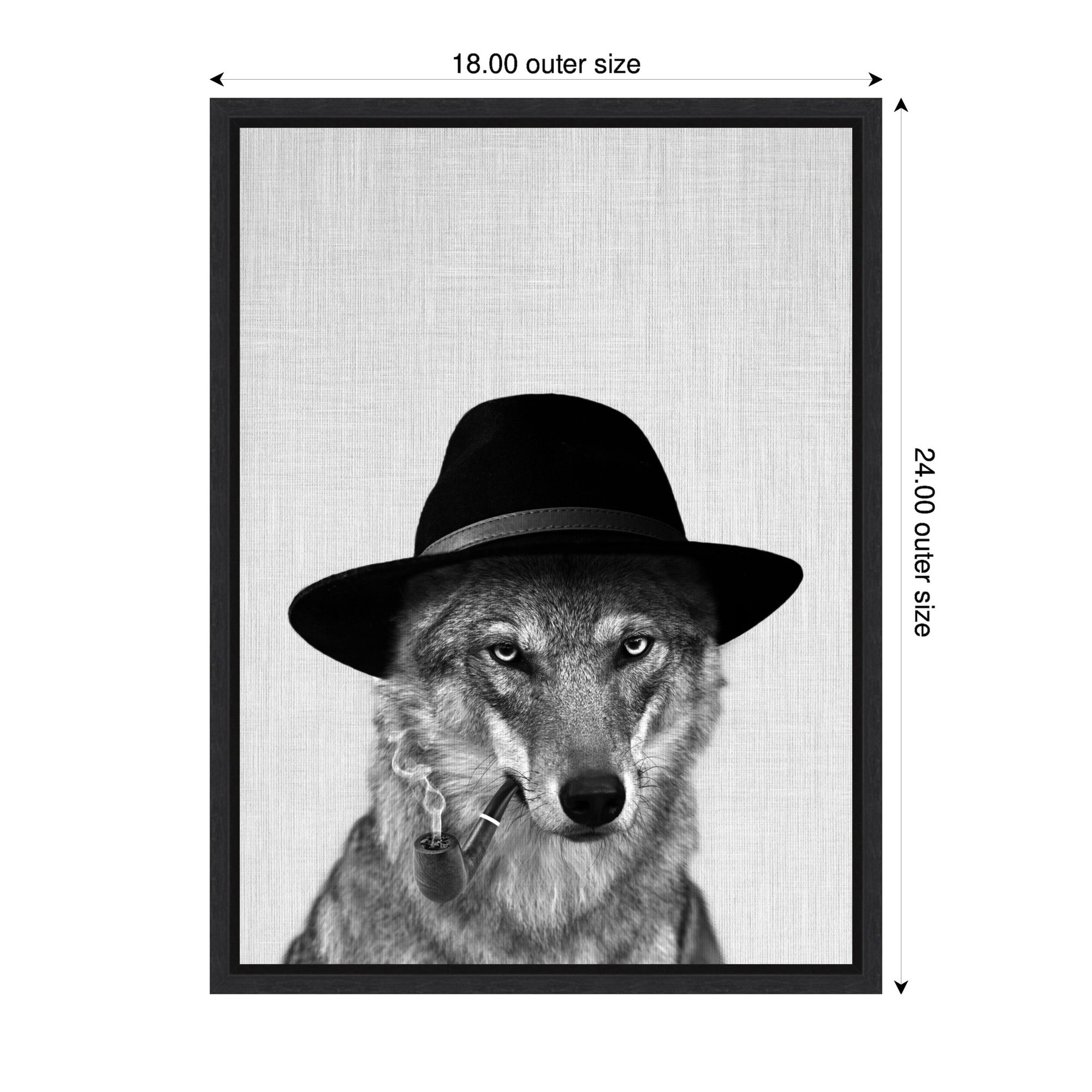 Sylvie Minimalist Wolf Woody Hutson Framed Canvas by Simon Te of Tai Prints