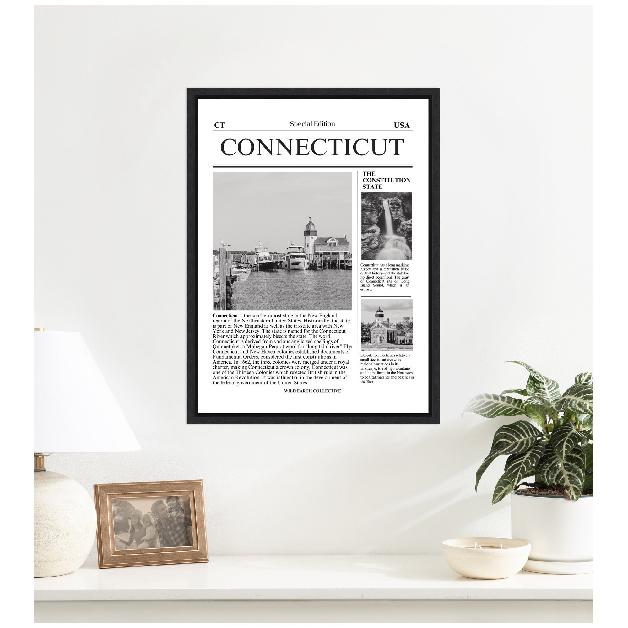 Connecticut Article by Megan Ryan Framed Canvas Wall Art Print