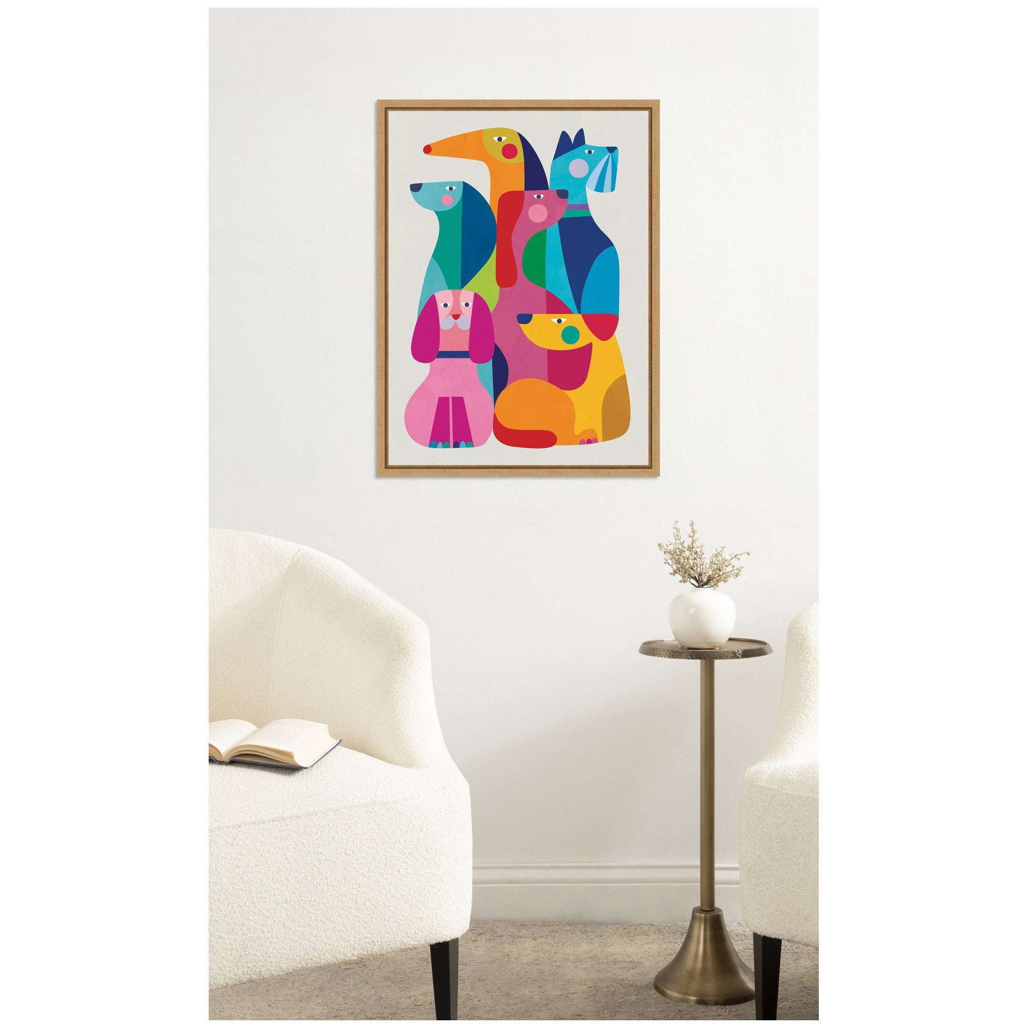 Modern Abstract Dogs by Rachel Lee Framed Canvas Wall Art Print