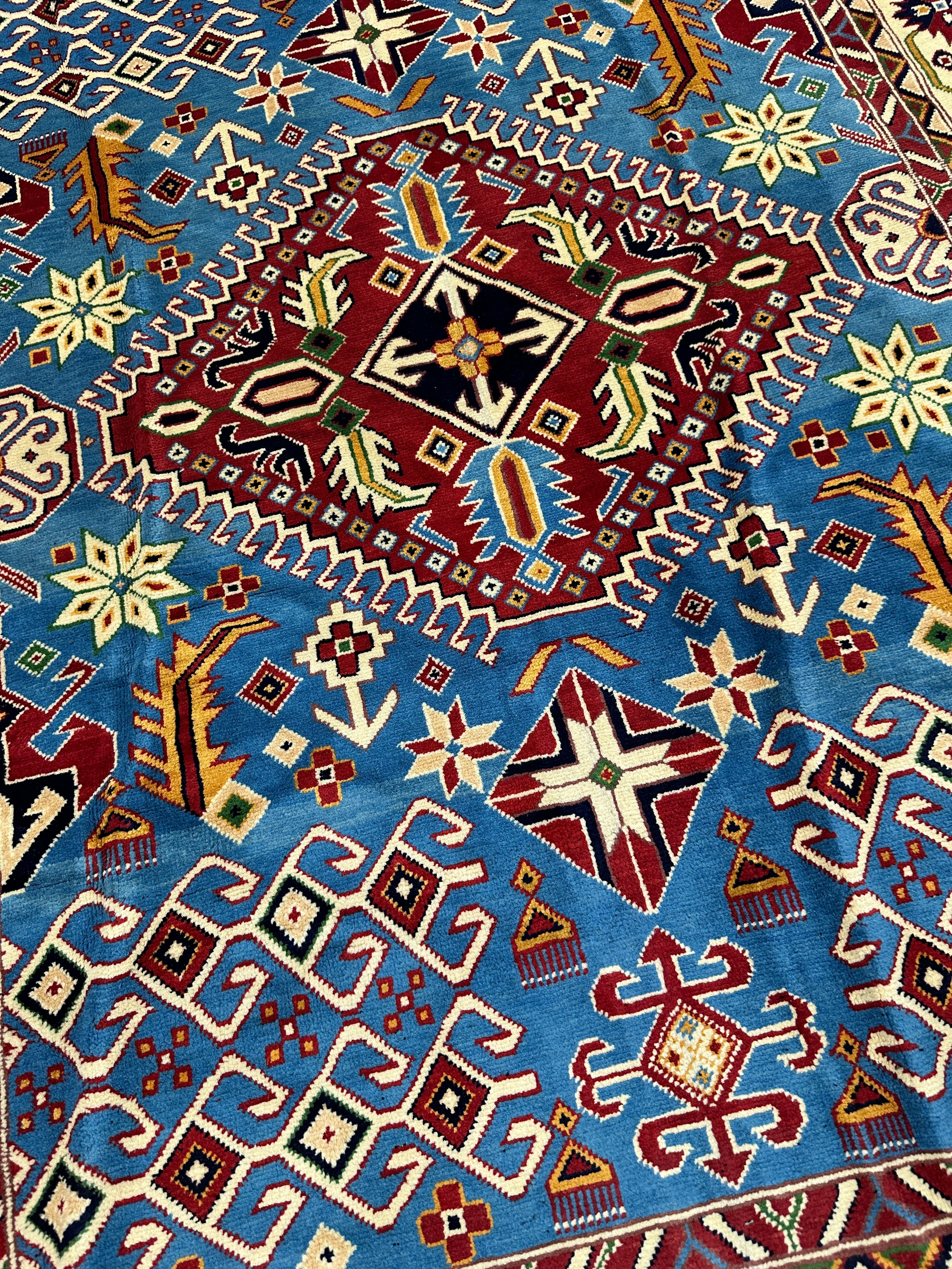 Hand-Knotted Afghani Kazak Wool Rug – 5’0″ x 6’10″ by Rugistan - product image 5 for Resin Society