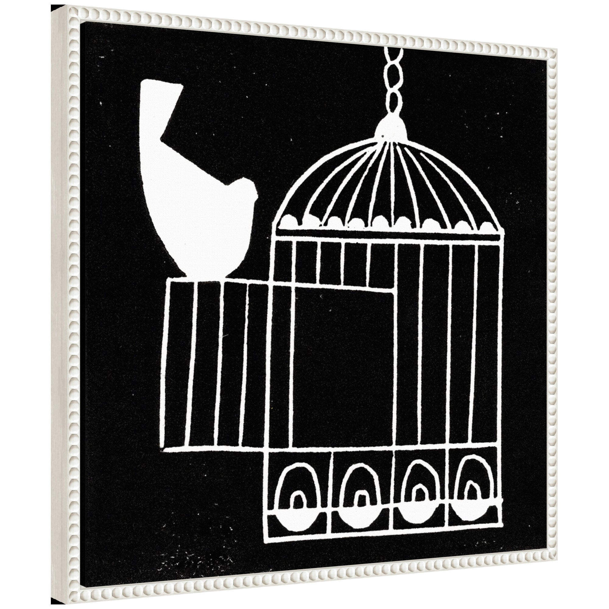 Abstract framed canvas art titled Sylvie Vivere 2 To be Free Bird Linocut by Giuliana Lazzerini