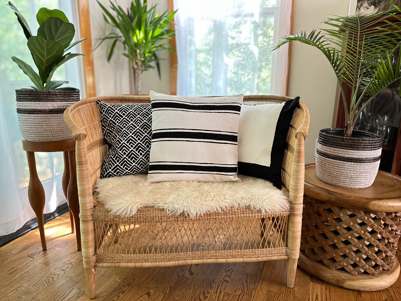Striped White Sadza Pillow by Mbare Ltd - product image 2 for Resin Society