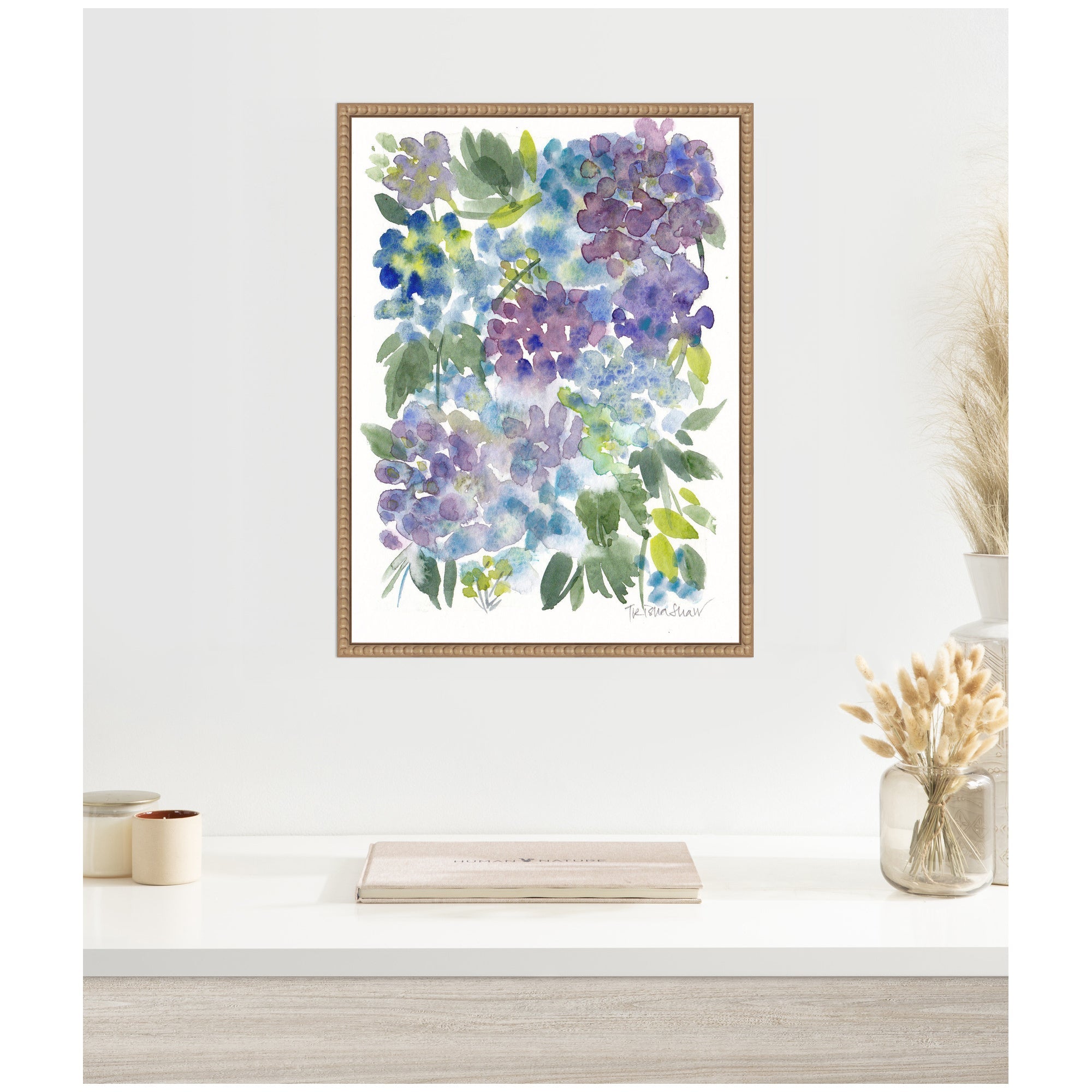 Sylvie Watercolor Purple Hydrafloral Framed Canvas by Patricia Shaw