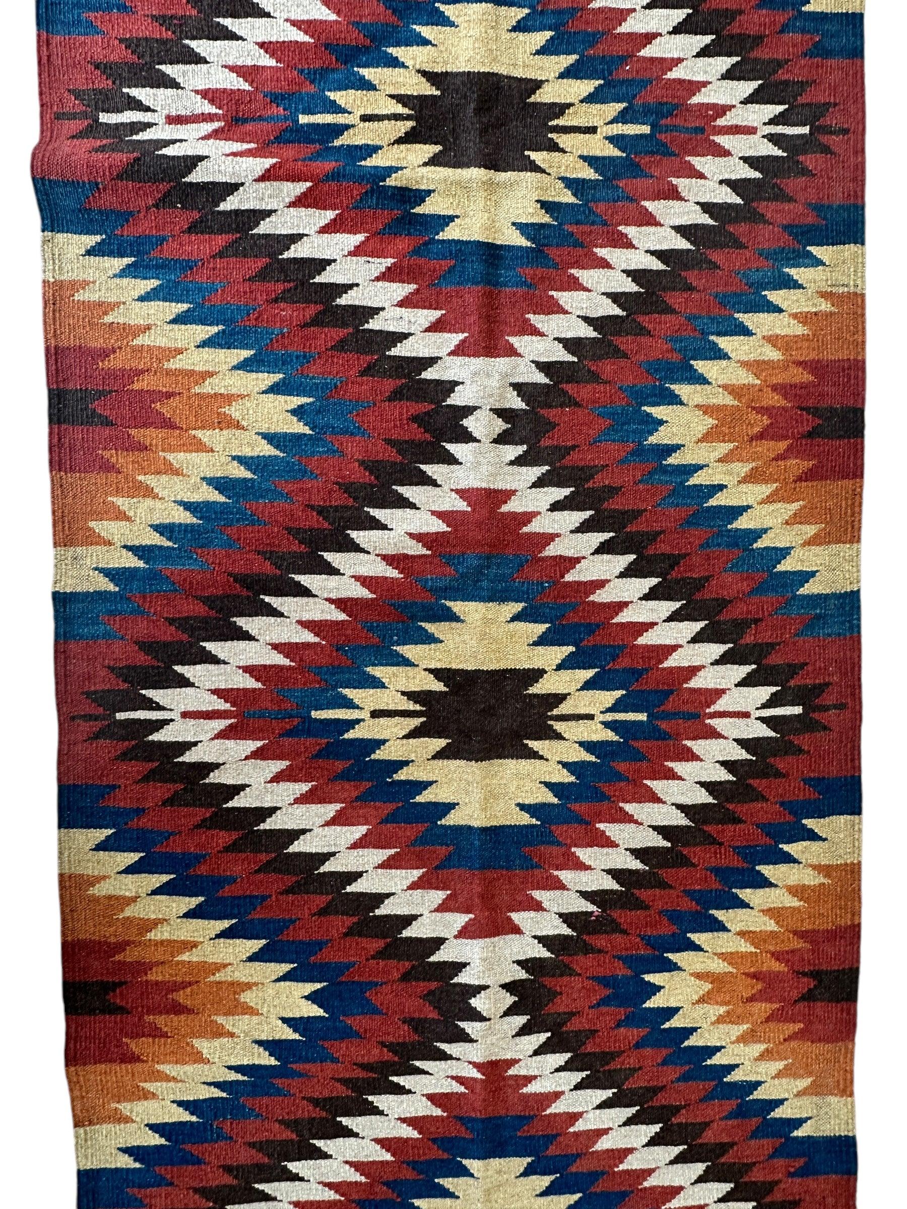 Hand-Knotted Afghan Kilim Wool Runner Rug – 2’8” x 12’4” – Vintage Full by Rugistan - product image 4 for Resin Society