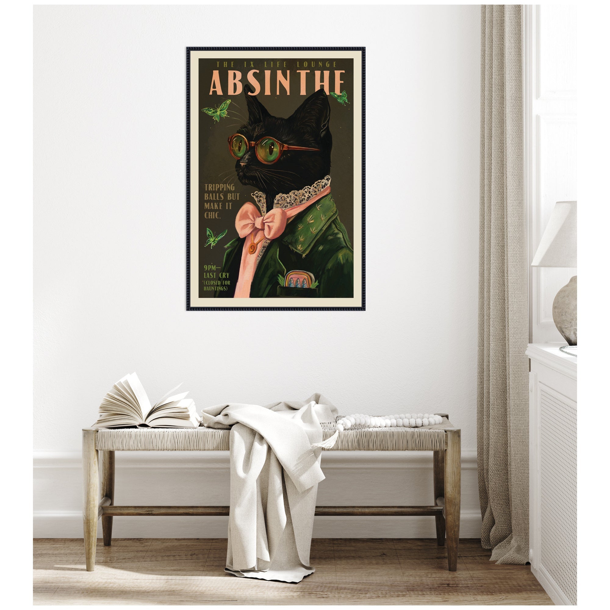 WG Absinthe Kitty by The Whiskey Ginger Framed Canvas Wall Art Print