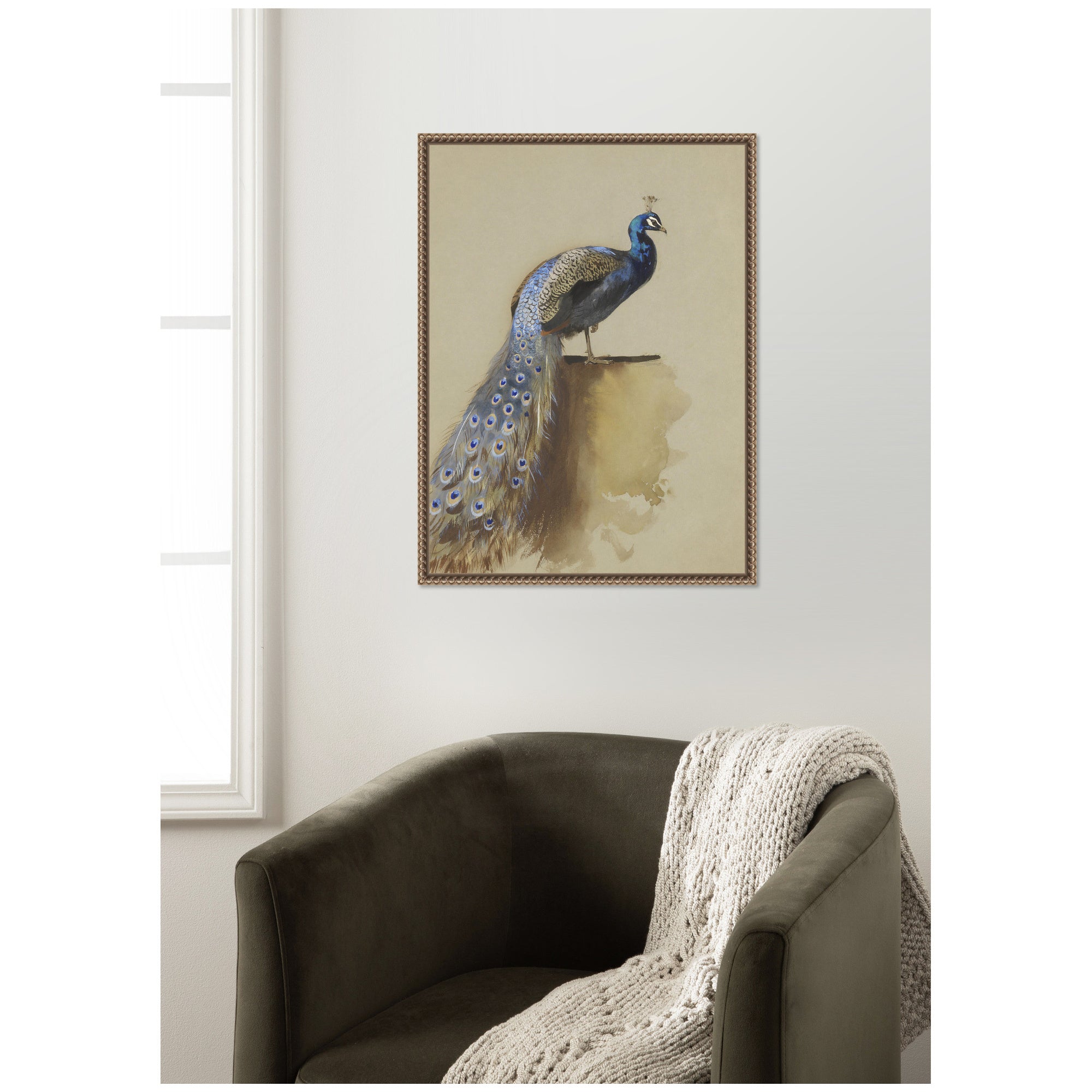 Peacock no date Archibald Thorburn by Nostalgia Prints Framed Canvas Wall Art Print