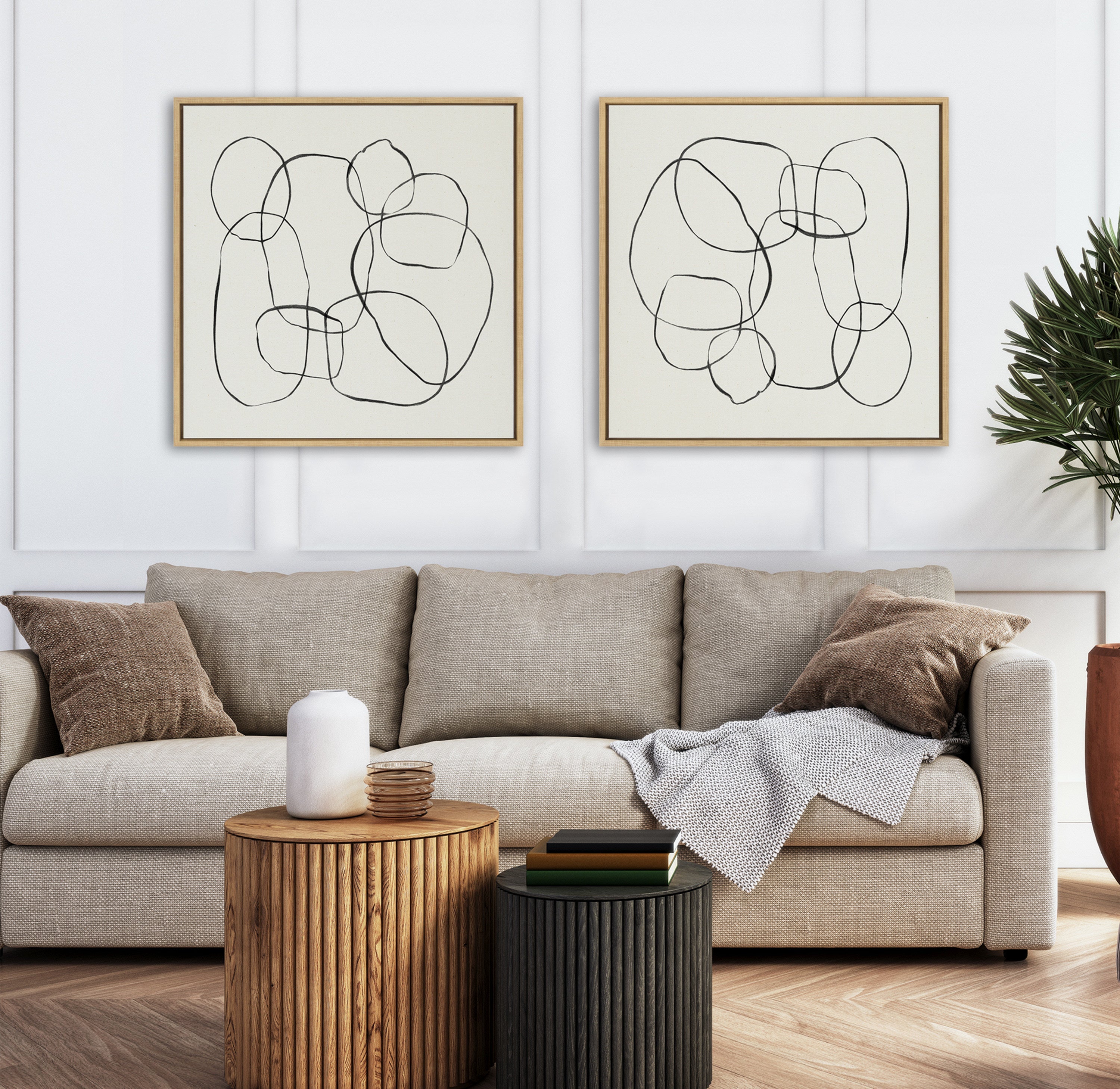 Sylvie Dancing Circles Framed Canvas