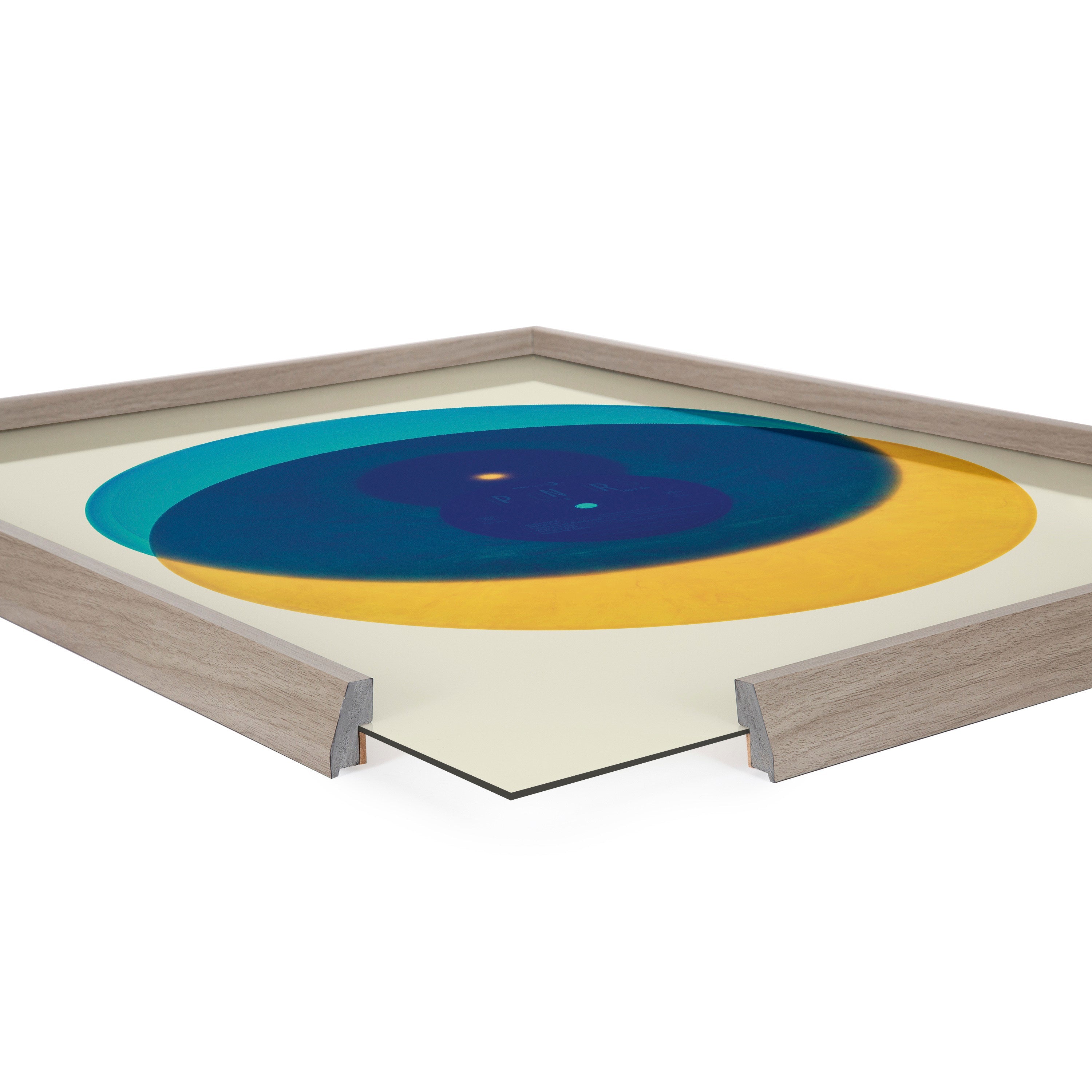 Blake Colorful Records Blue Yellow Framed Printed Glass by kateandlaurel - product image 3 for Resin Society