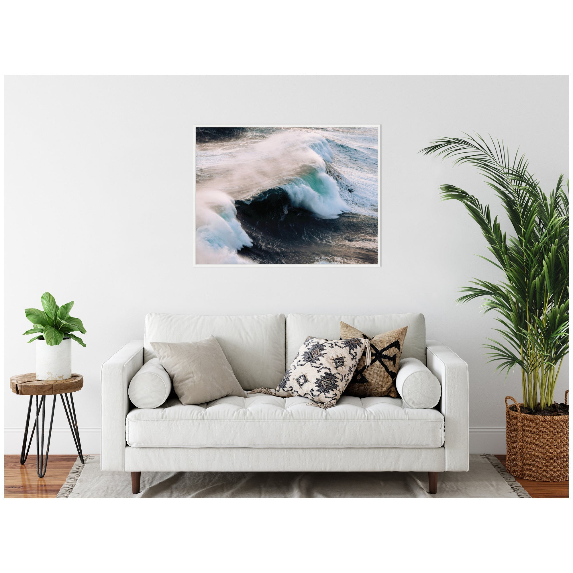 Sylvie Crashing Waves on the Portuguese Coast Framed Canvas by Michael Schauer