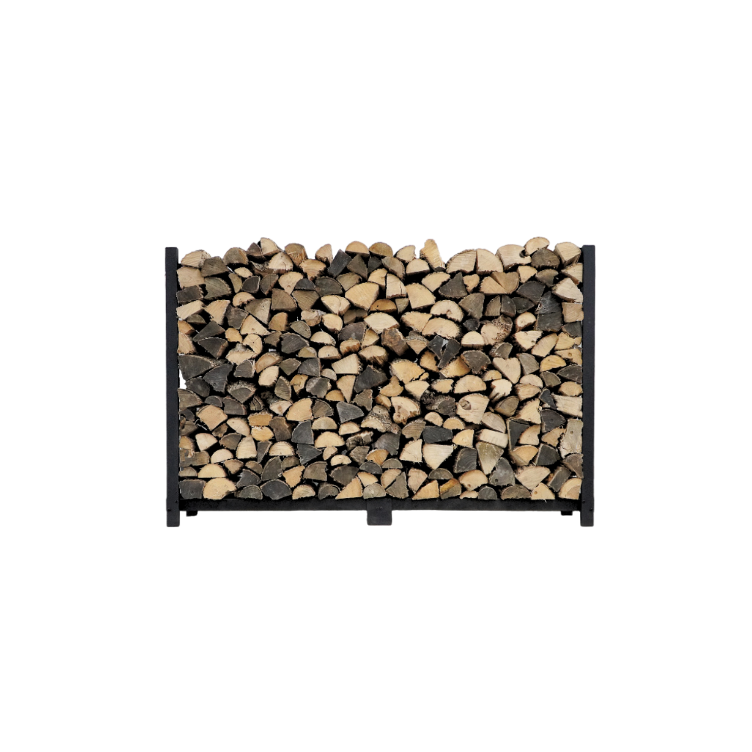 Woodhaven 6 ft Firewood Rack in black with optional cover and support bases