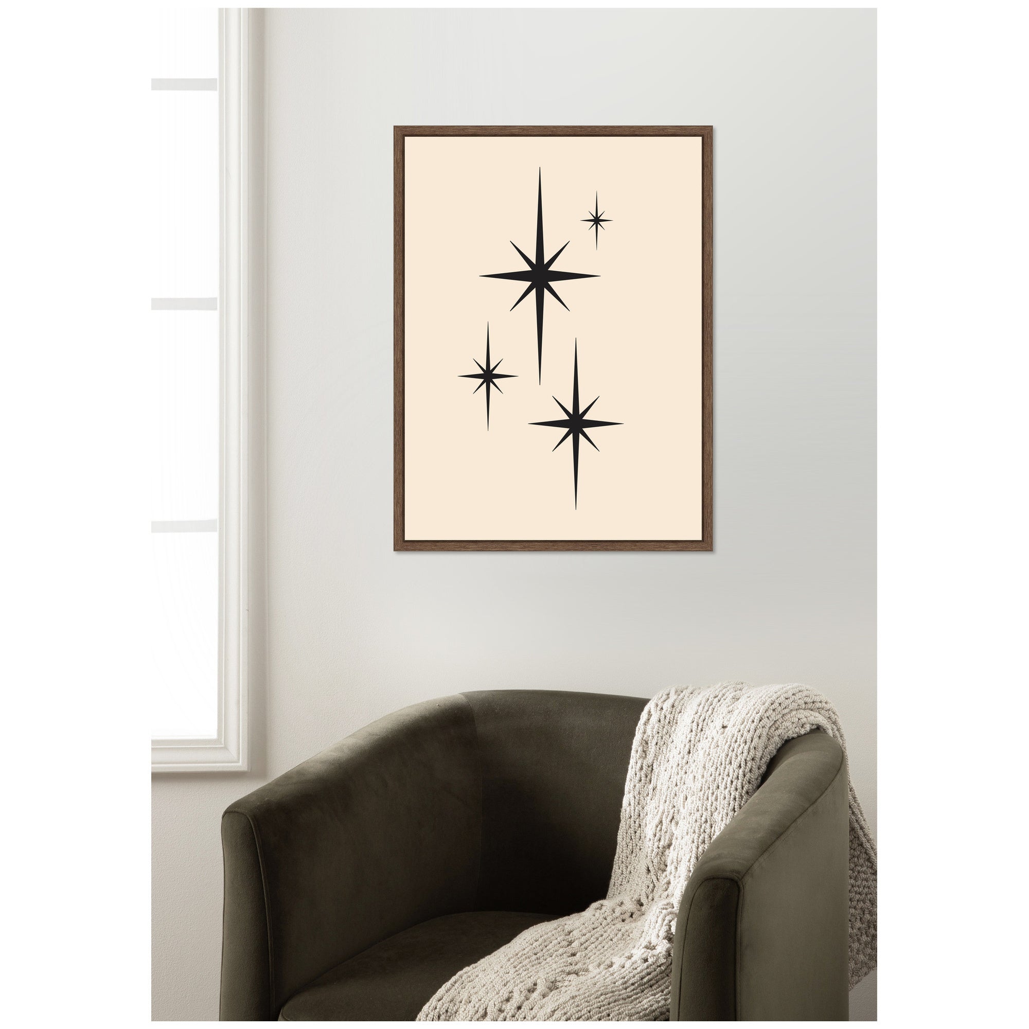 Starburst Retro Set Print 1 of 2 Atomic 70s Style MCM Minimalist by Lucky Guava Framed Canvas Wall Art Print