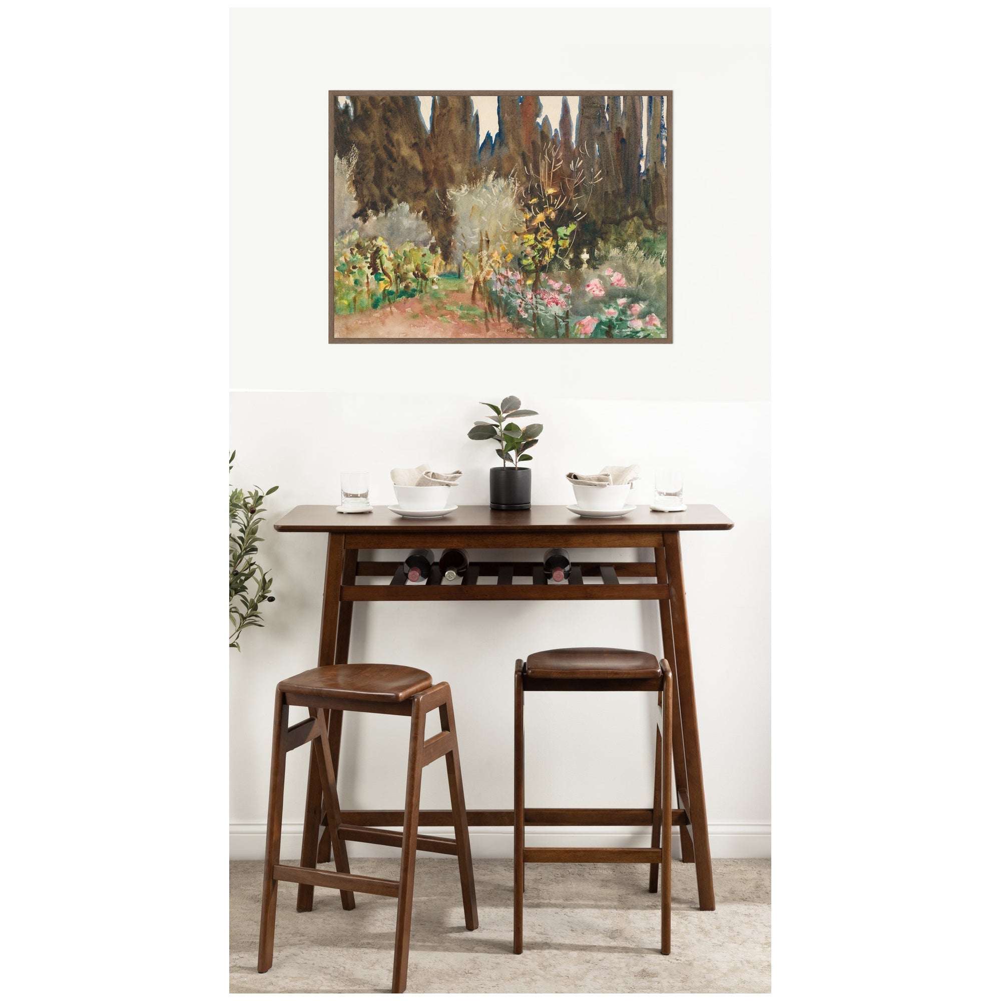 Gardens at Florence circa 1910 John Singer Sargent by Nostalgia Prints Framed Canvas Wall Art Print