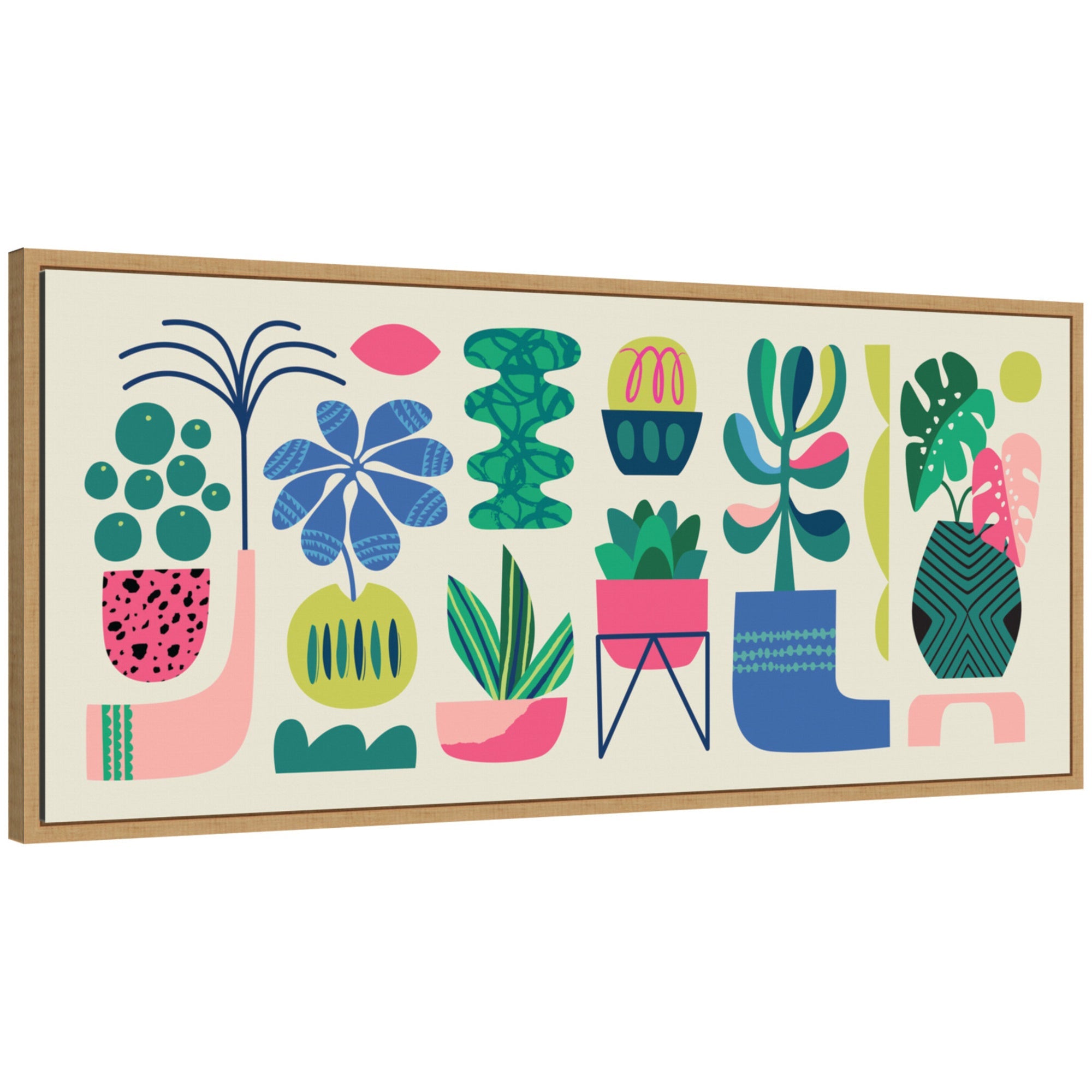 Sylvie Retro Bright Floral and Succulent Panel Framed Canvas by Rachel Lee by kateandlaurel