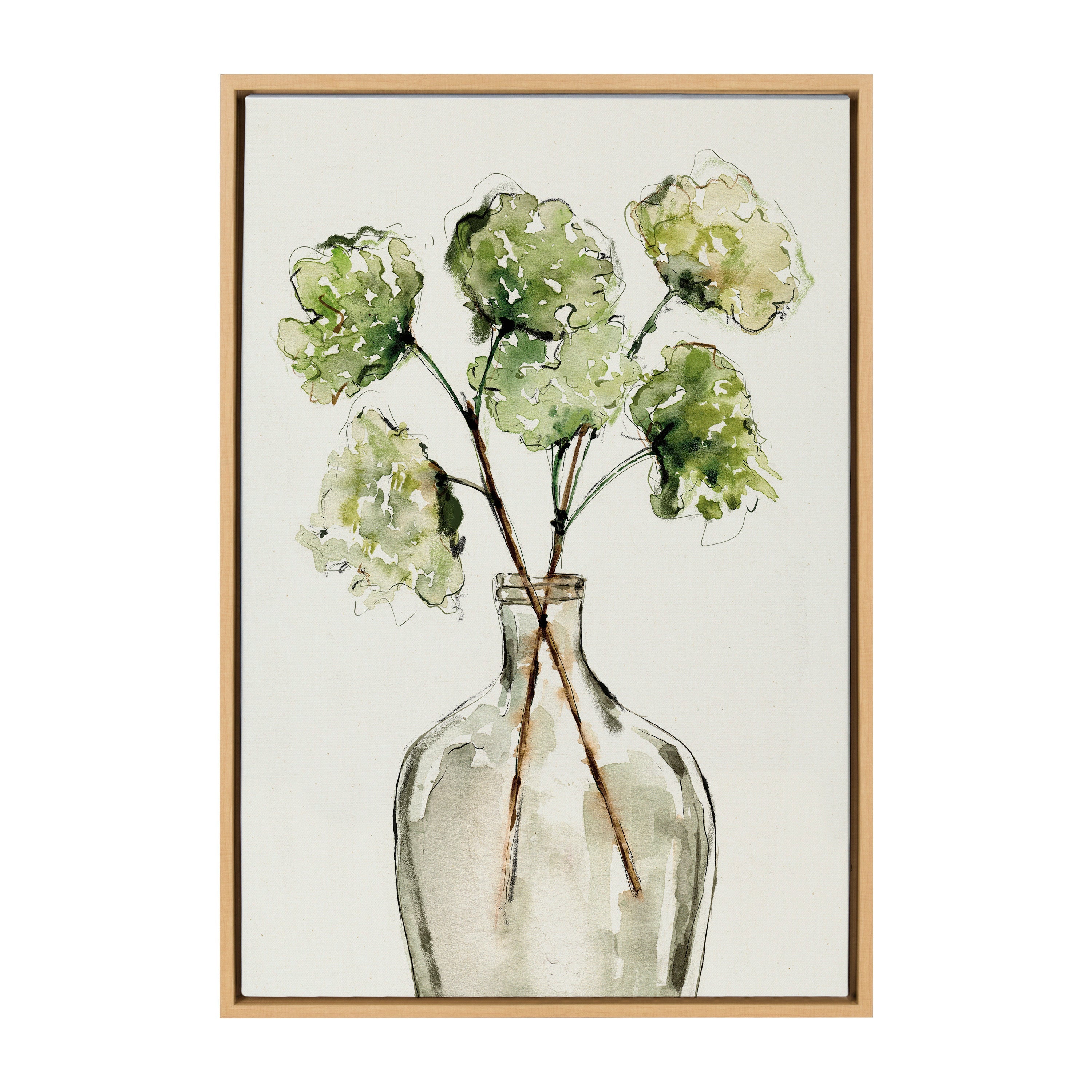 Sylvie Greenery Vase Framed Canvas
