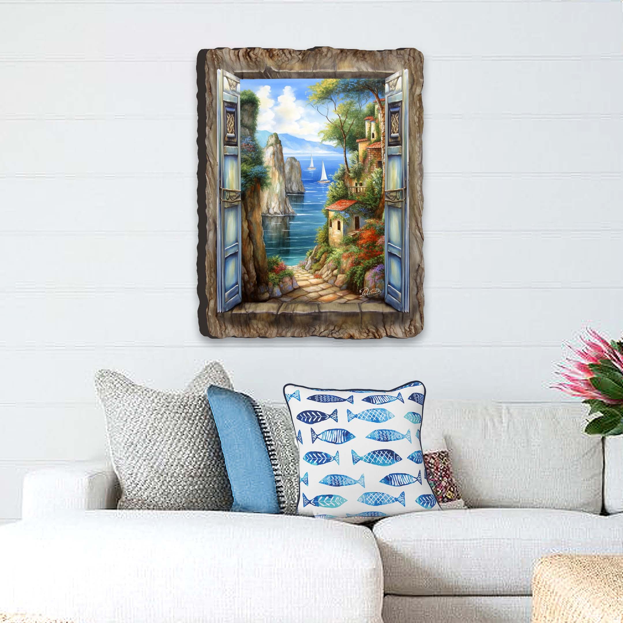 Seaside Town Window Wall Art by G. DeBrekht