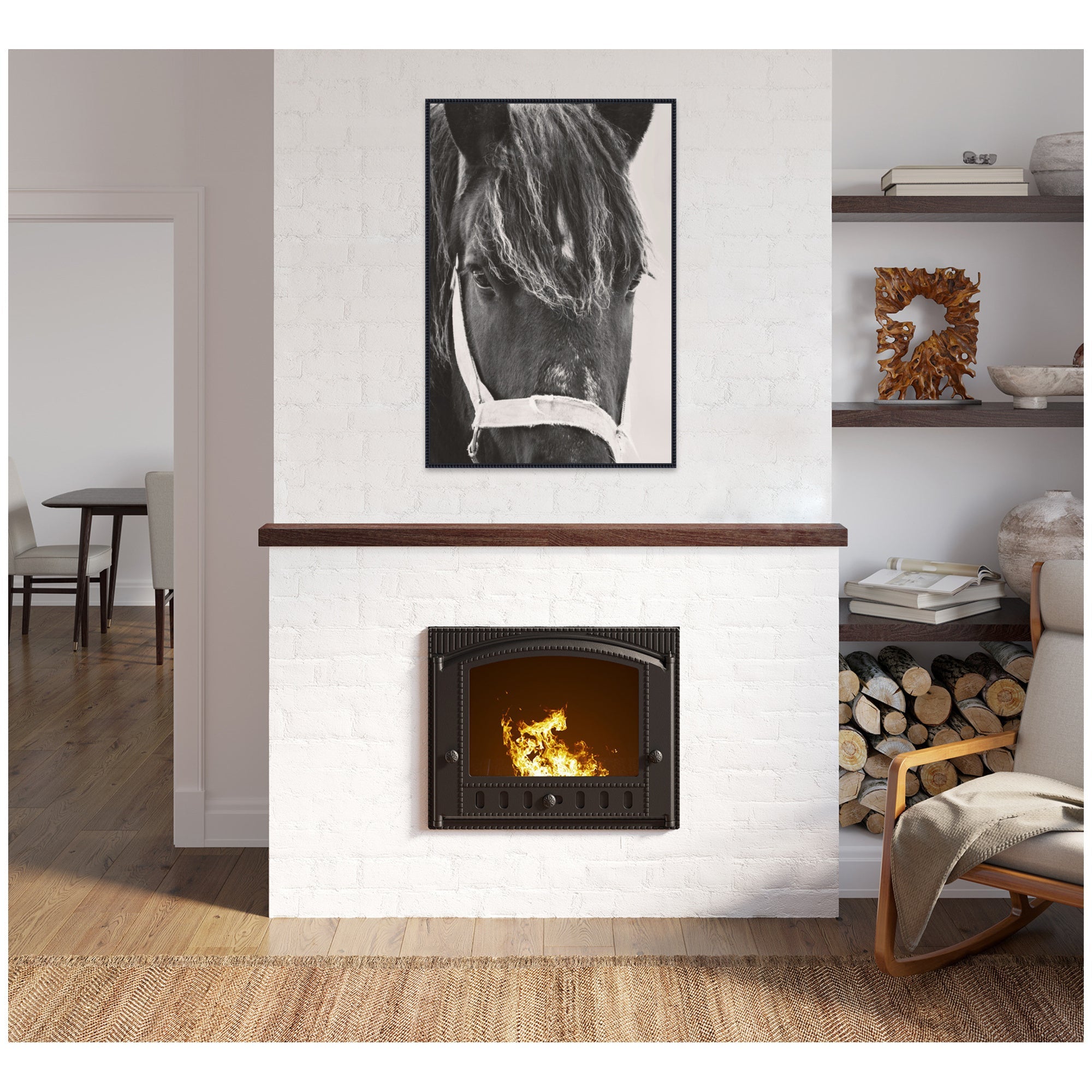 Black Horse by Emiko and Mark Franzen F2 Images Framed Canvas Wall Art Print