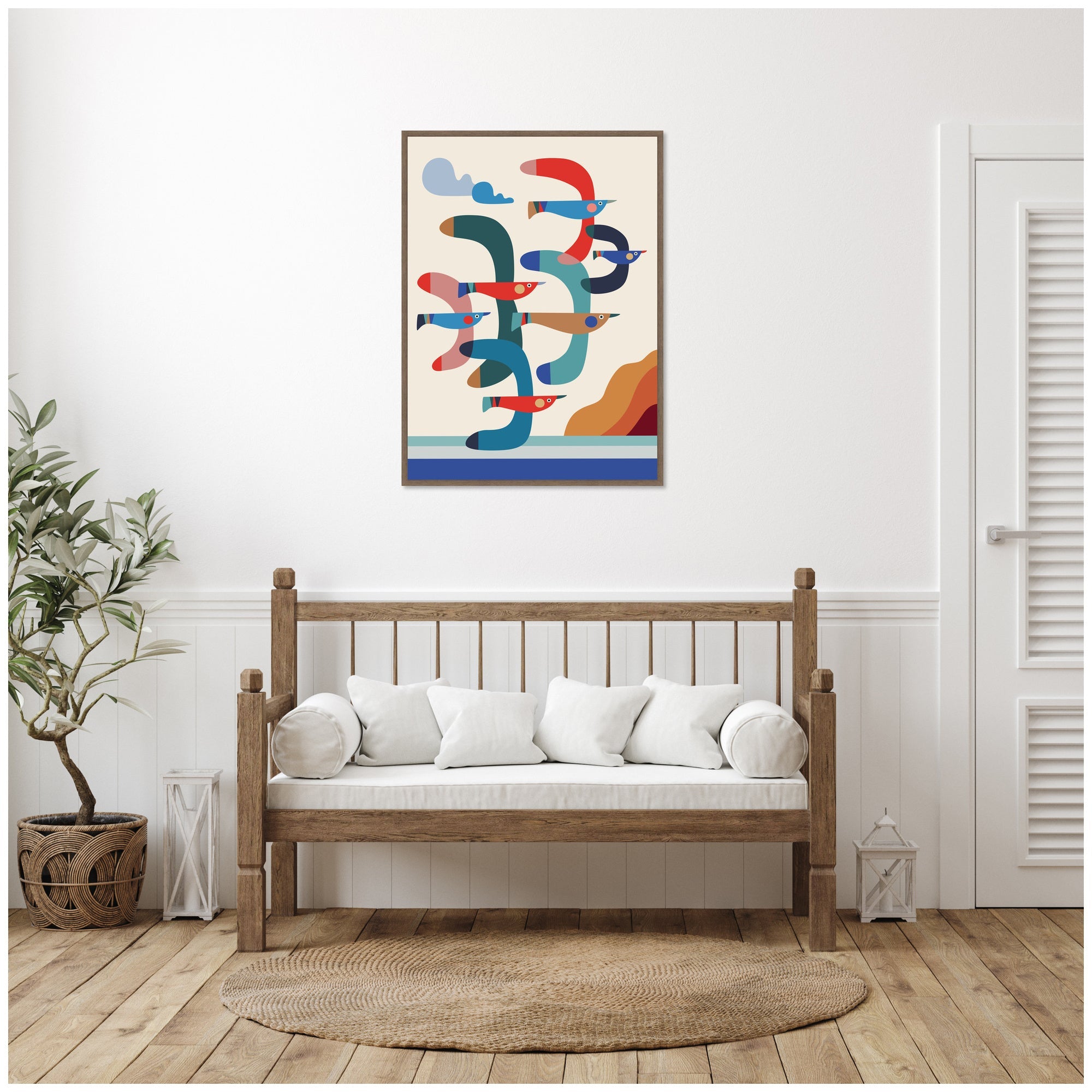 Seagulls Coastal Vibes by Rachel Lee Framed Canvas Wall Art Print
