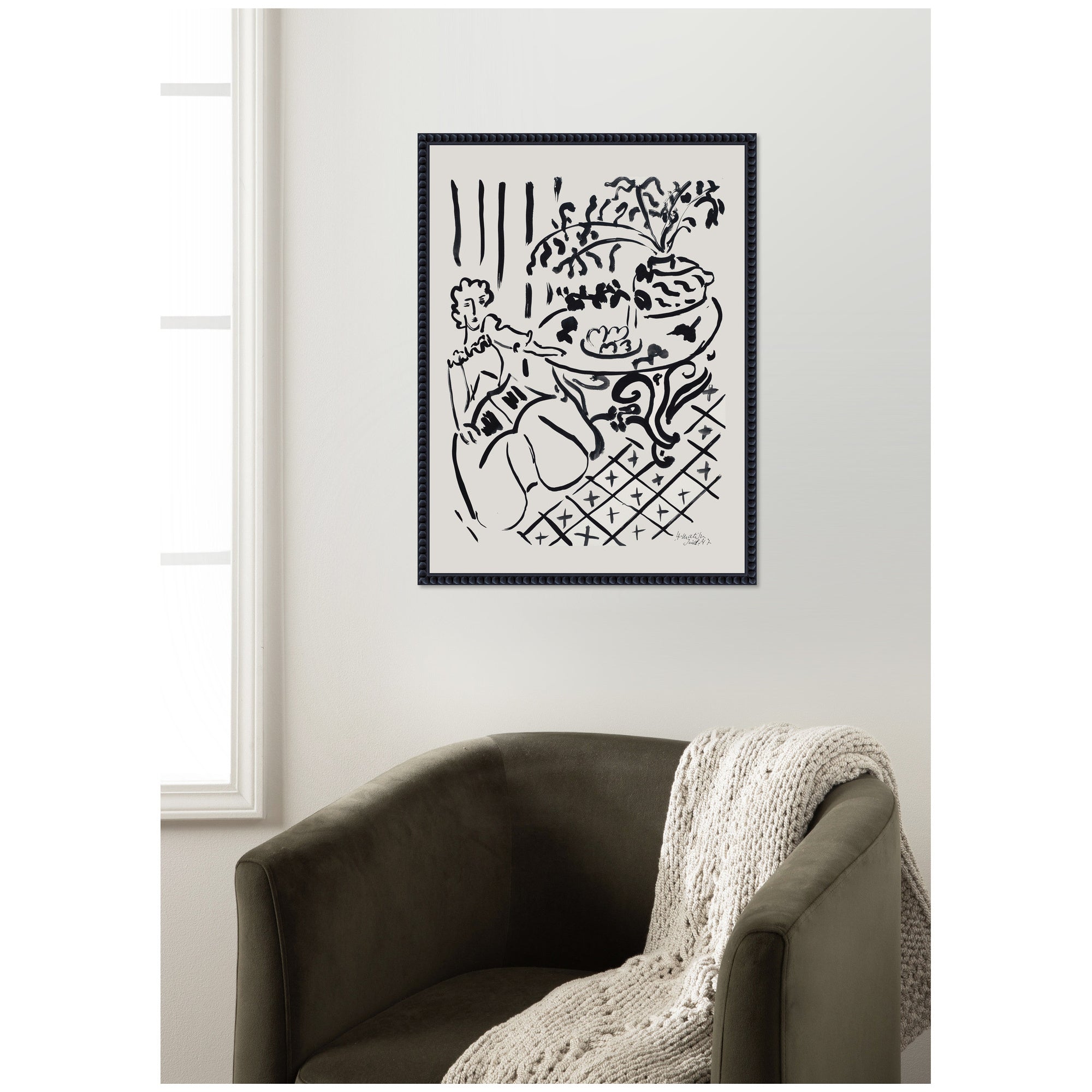 Fille assise a table 1947 Henri Matisse by Nostalgia Prints Framed Canvas Wall Art Print