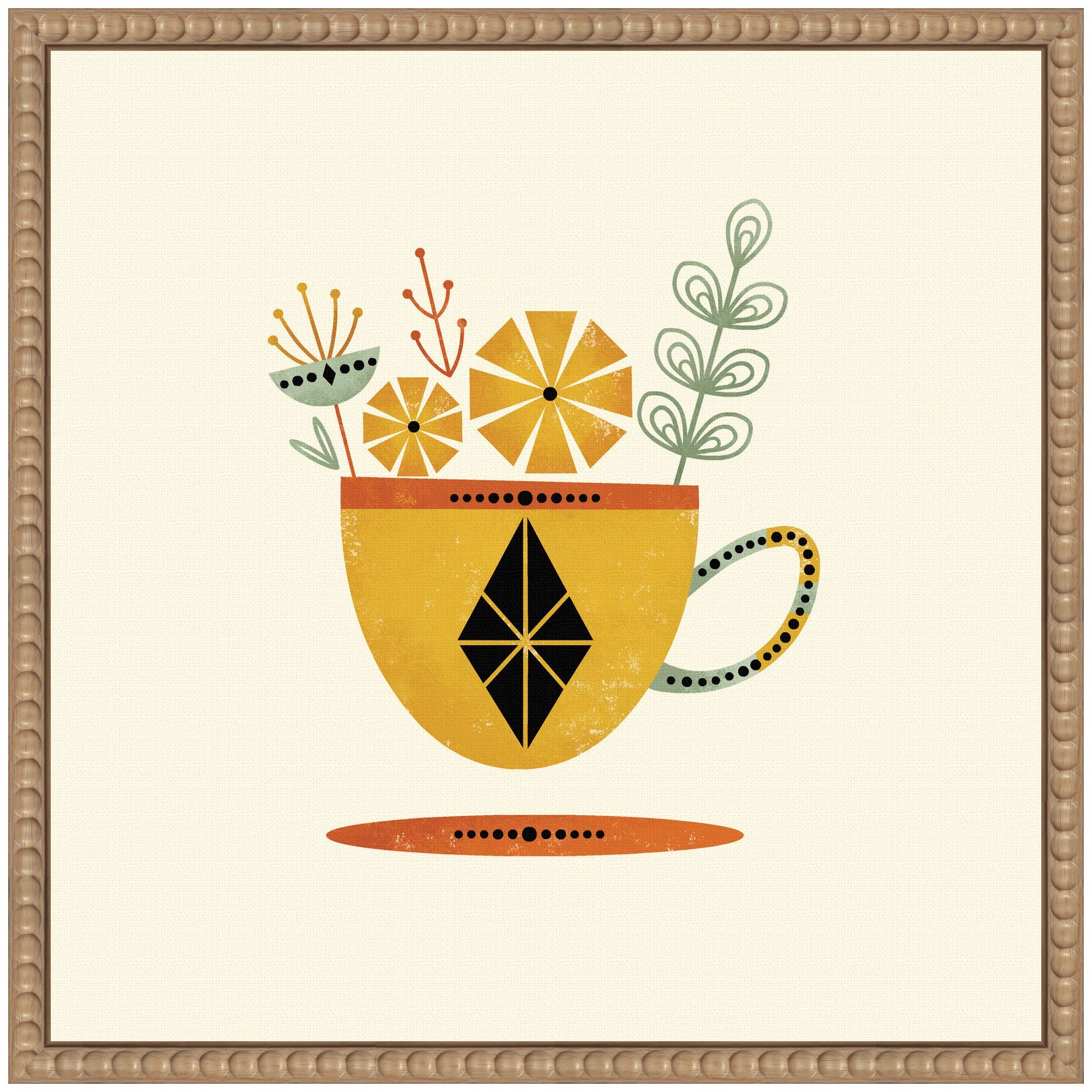 Sylvie Yellow Cup Framed Canvas by Amber Leaders