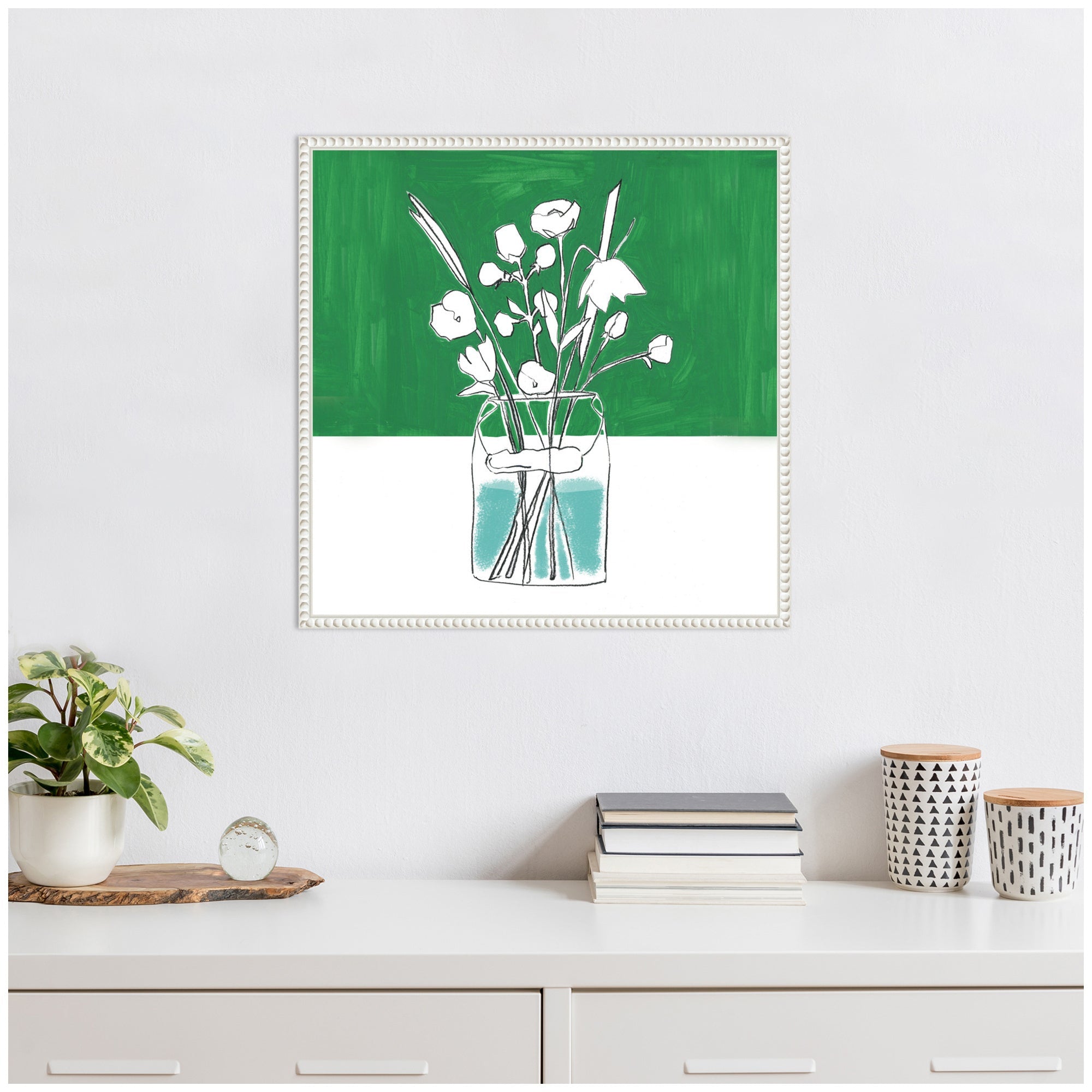 Sylvie Minimalist Floral Vase with Green Framed Canvas by kateandlaurel - product image 6 for Resin Society