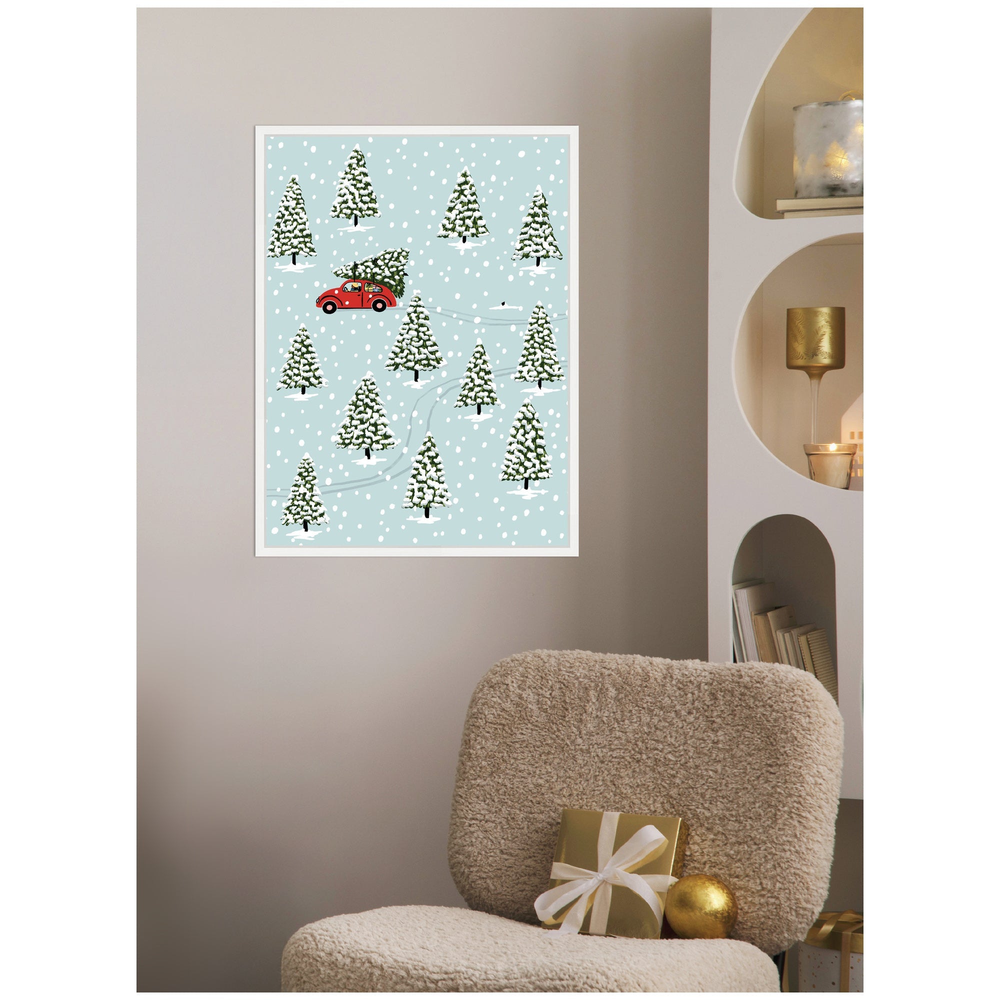Sylvie Framed Canvas Christmas Tree Hunt by Bex Morley Design