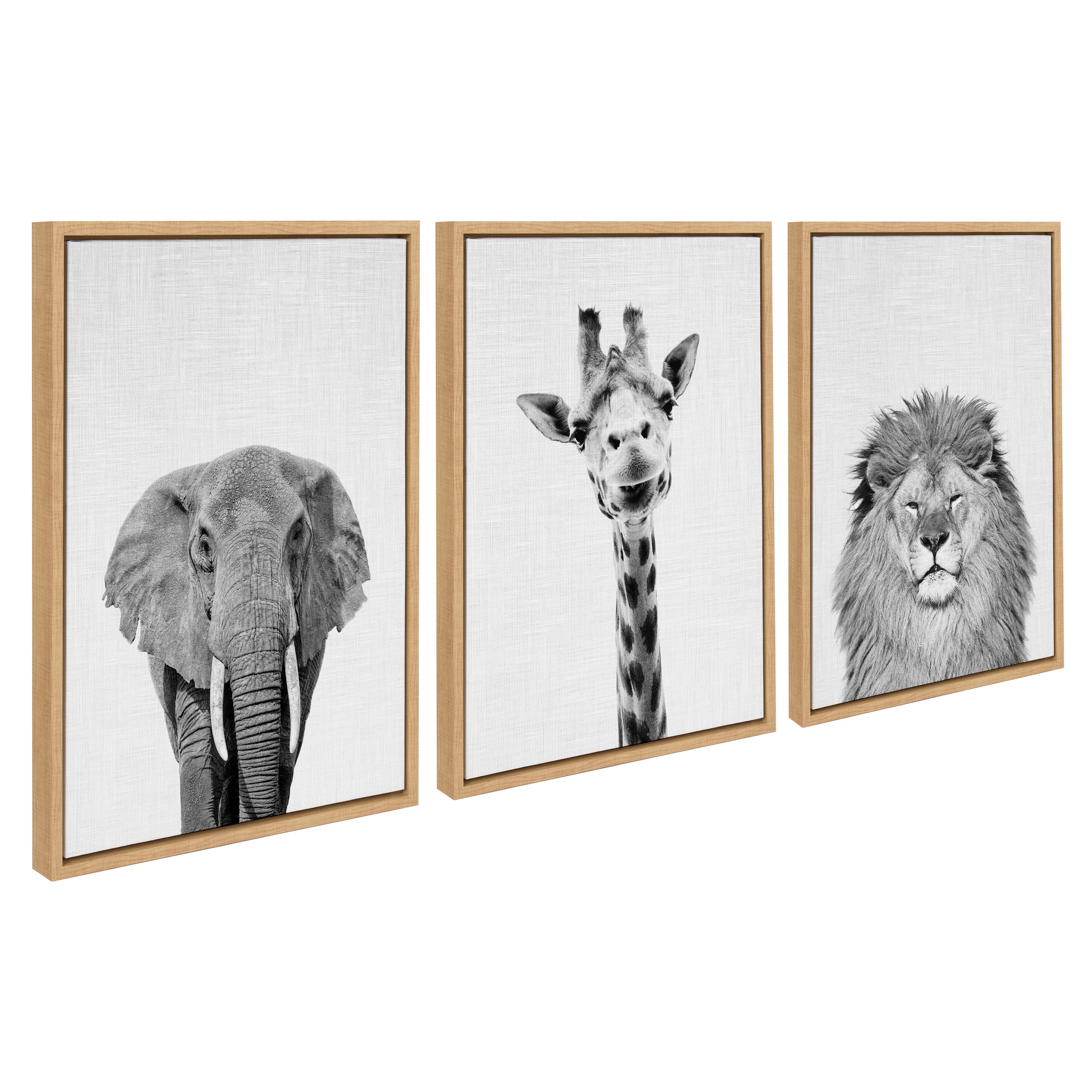 Sylvie Elephant Giraffe and Lion Framed Canvas by kateandlaurel - product image 9 for Resin Society