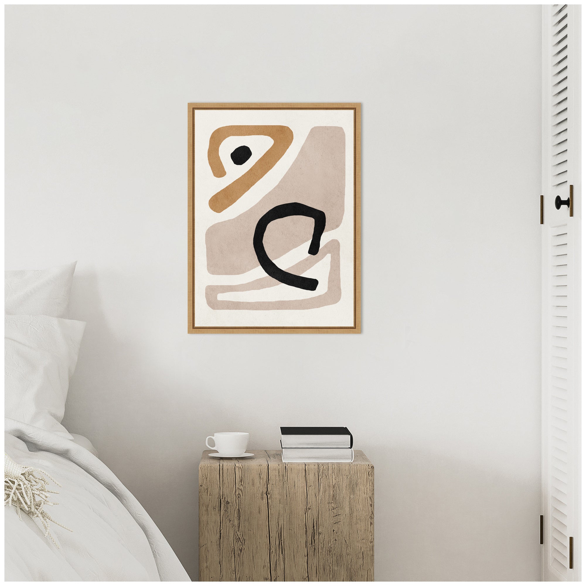 Sylvie Neutral Abstract 1 Minimal Modern Art Framed Canvas by July Art Prints