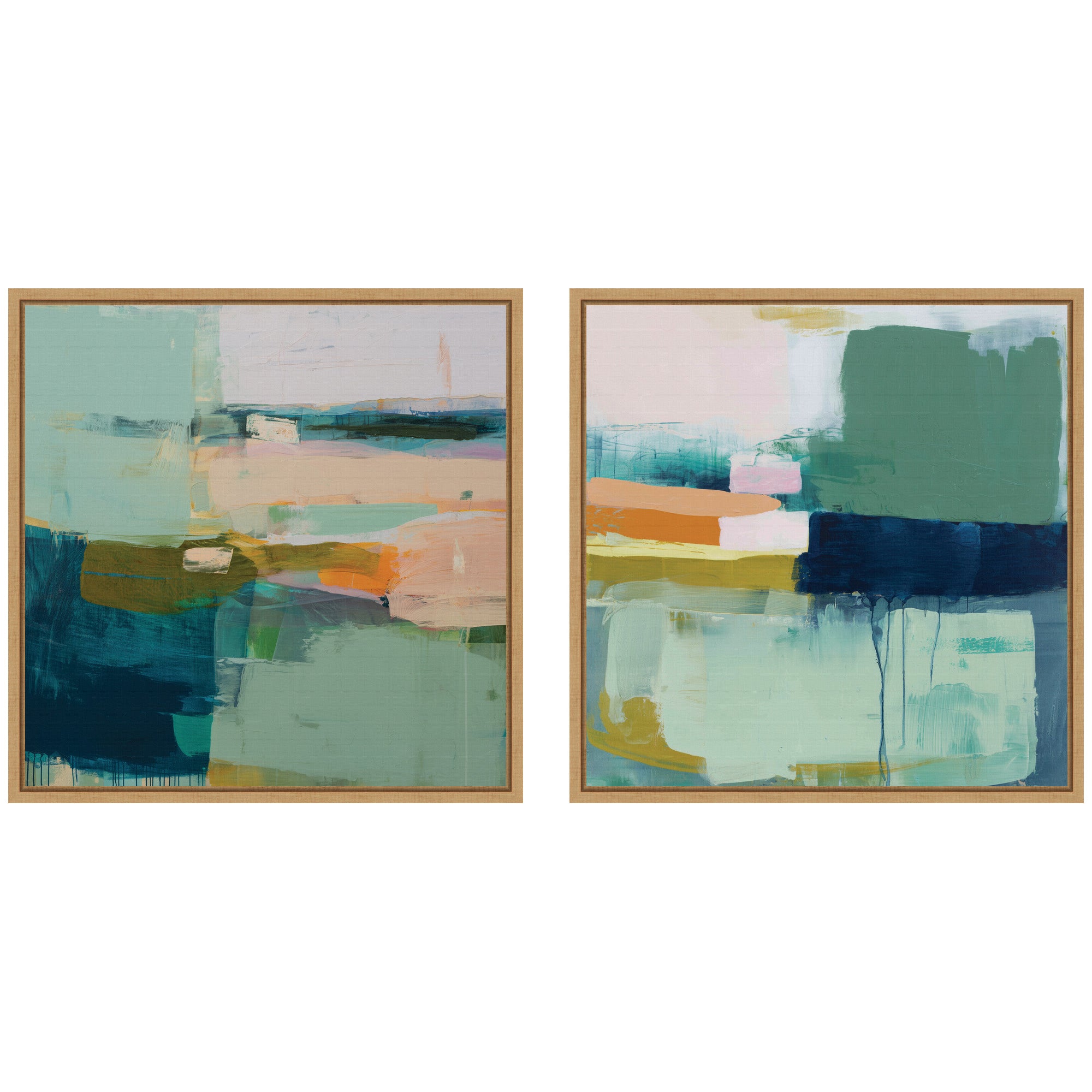 Color Block No.
1 & No.
2 2 Piece Framed Canvas Wall Art Set by Amy Lighthall
