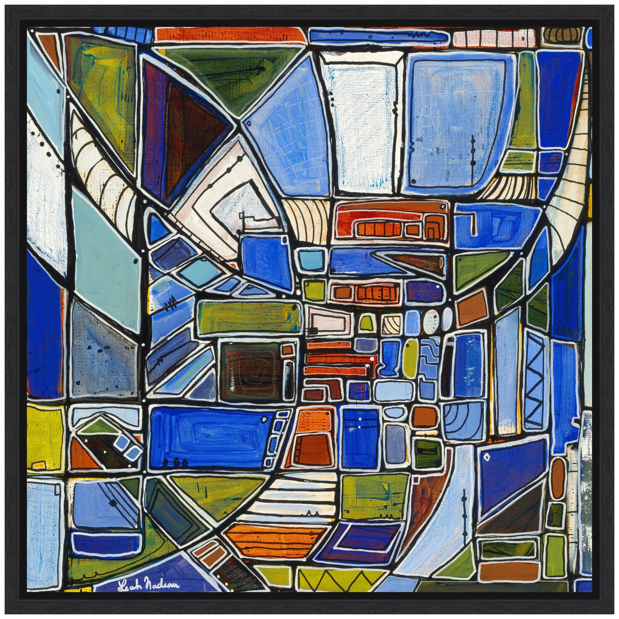 Sylvie Retro Current Framed Canvas by Leah Nadeau