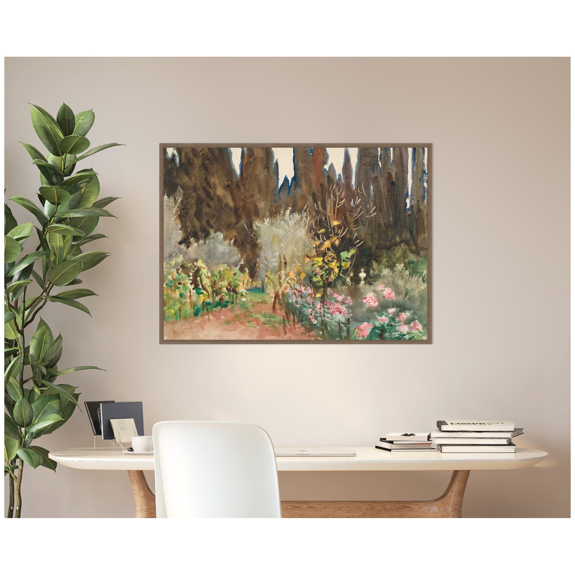Gardens at Florence circa 1910 John Singer Sargent by Nostalgia Prints Framed Canvas Wall Art Print