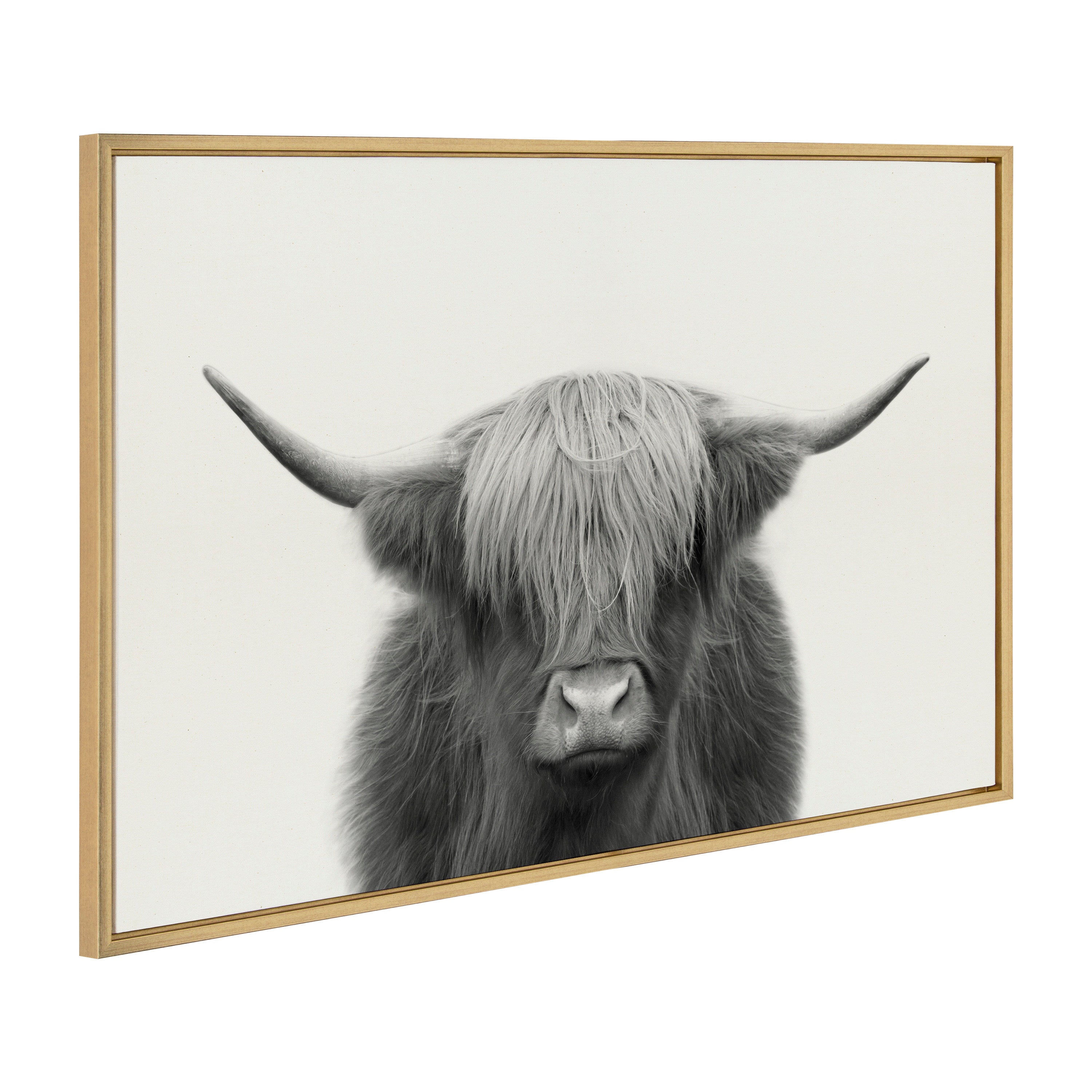 Sylvie Hey Dude Highland Cow Framed Linen Canvas