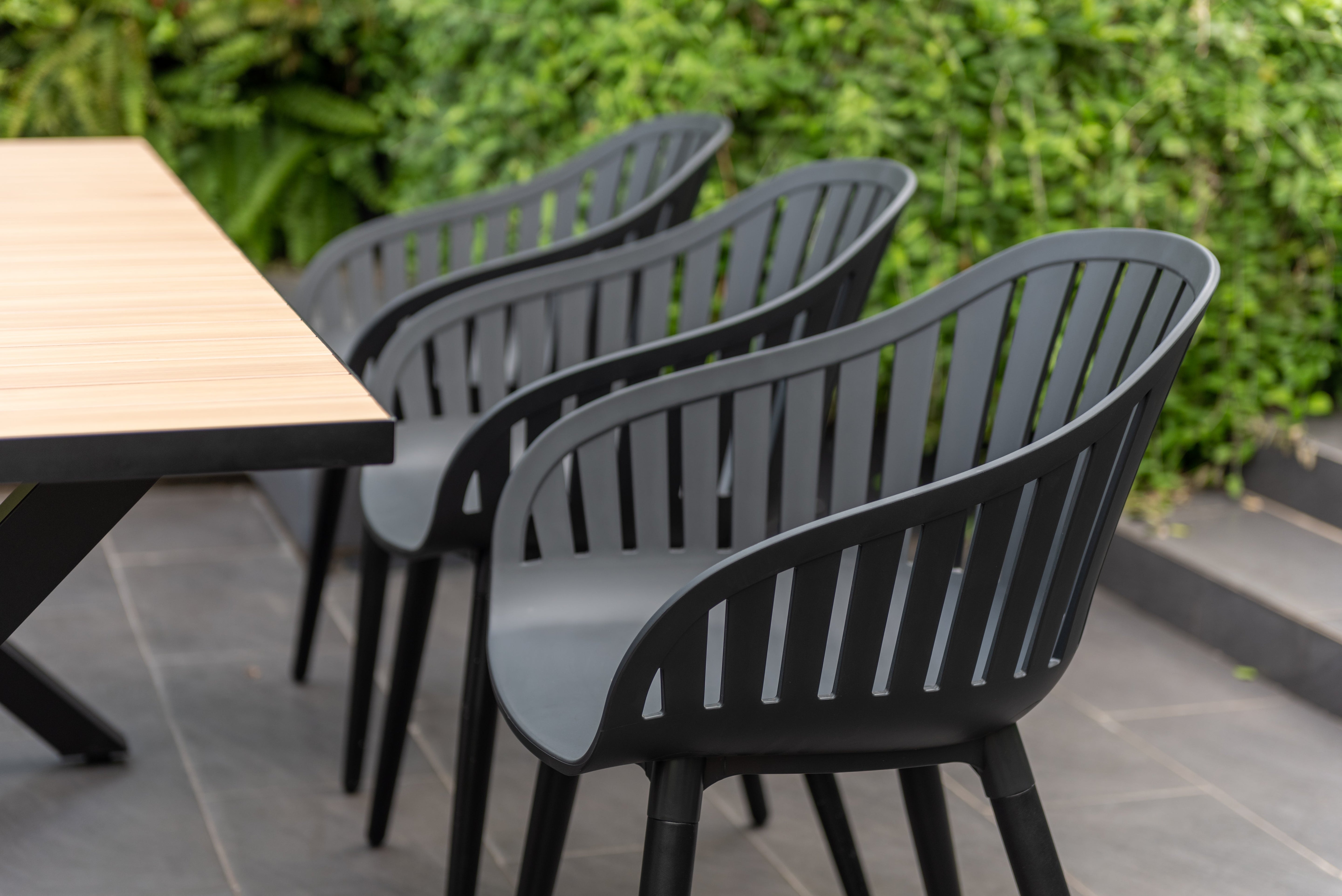 Panama Dark Rectangular Table and 6 Nassau Black Aluminum by LifestyleGarden US - product image 6 for Resin Society