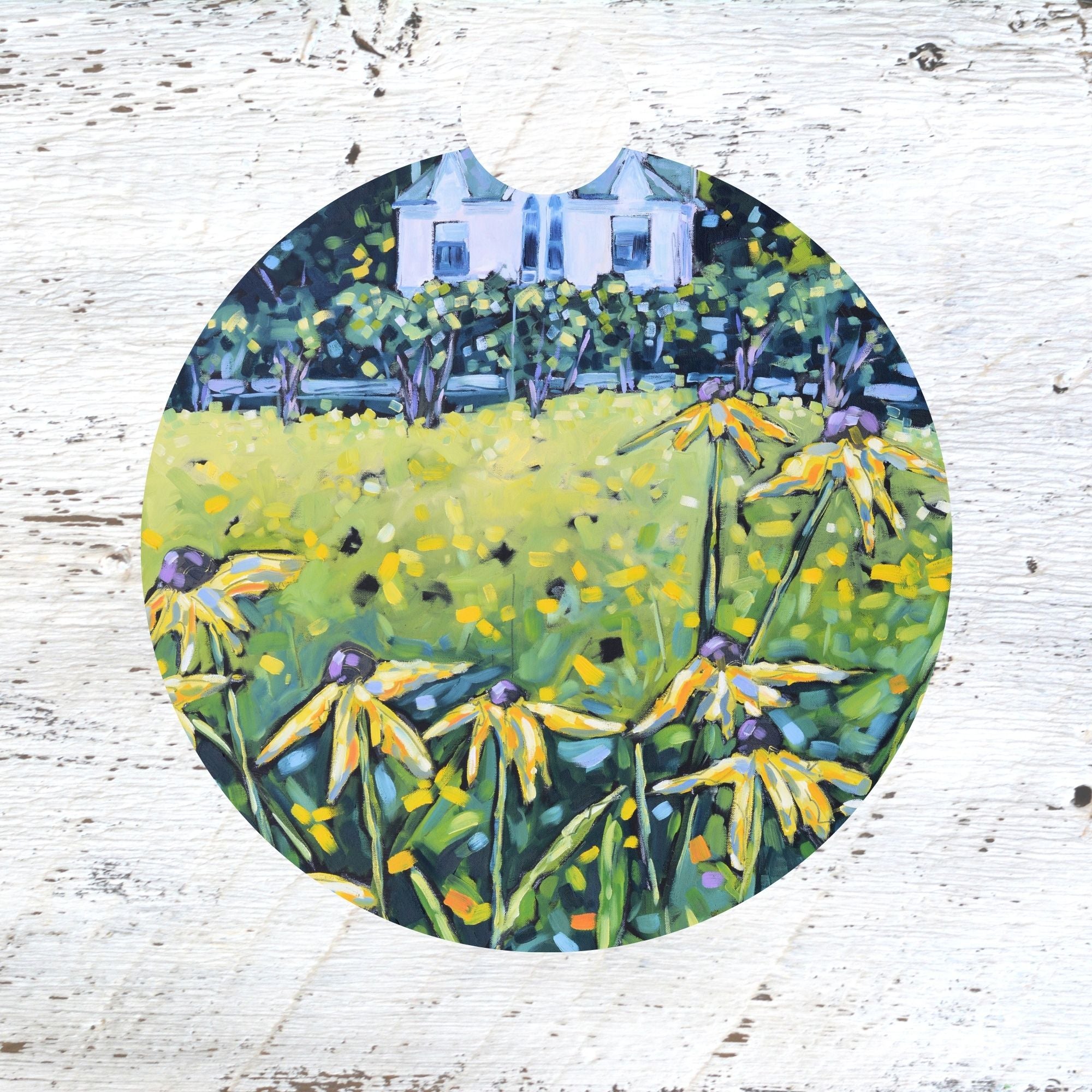 Car Coaster: Small Point Mackinac Island - Black Eyed Susans. Artist Christi Dreese by Dreese Fine Art - Resin Society