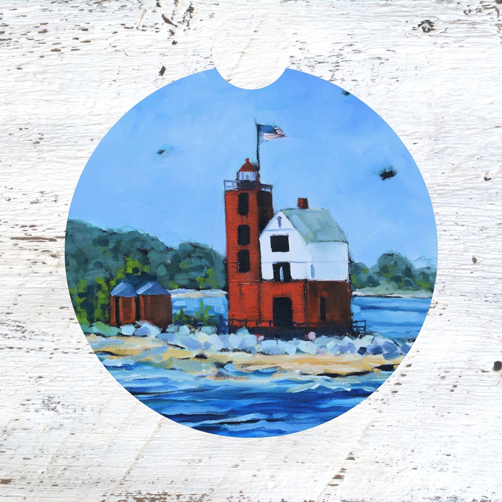 Car Coaster: Round Island Lighthouse Mackinac Island. Artist Christi Dreese by Dreese Fine Art - Resin Society