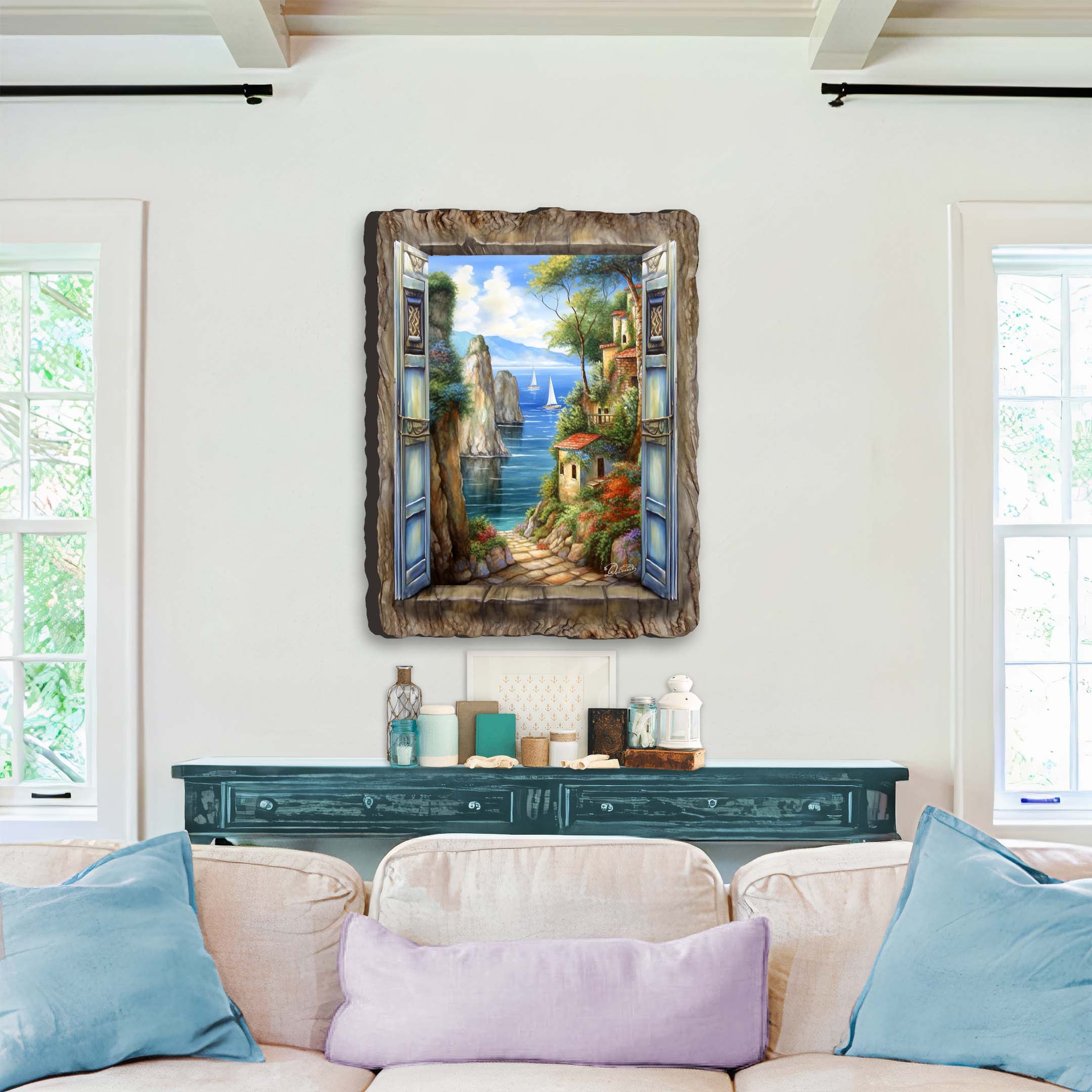 Seaside Town Window Wall Art by G. DeBrekht