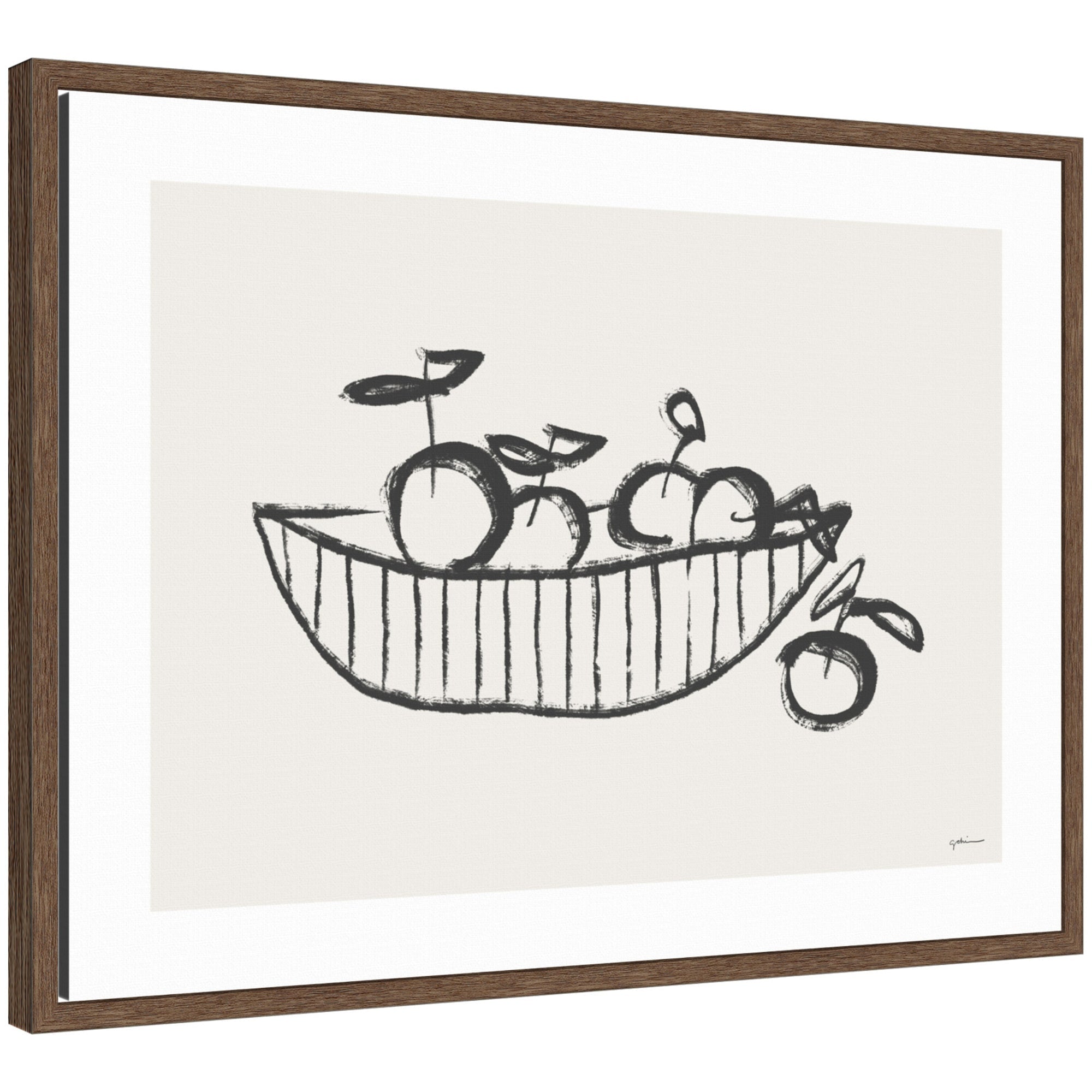 Orange Basket framed canvas wall art print by Gabrielly Guedes featuring vibrant orange basket imagery set in Sylvie designer frame